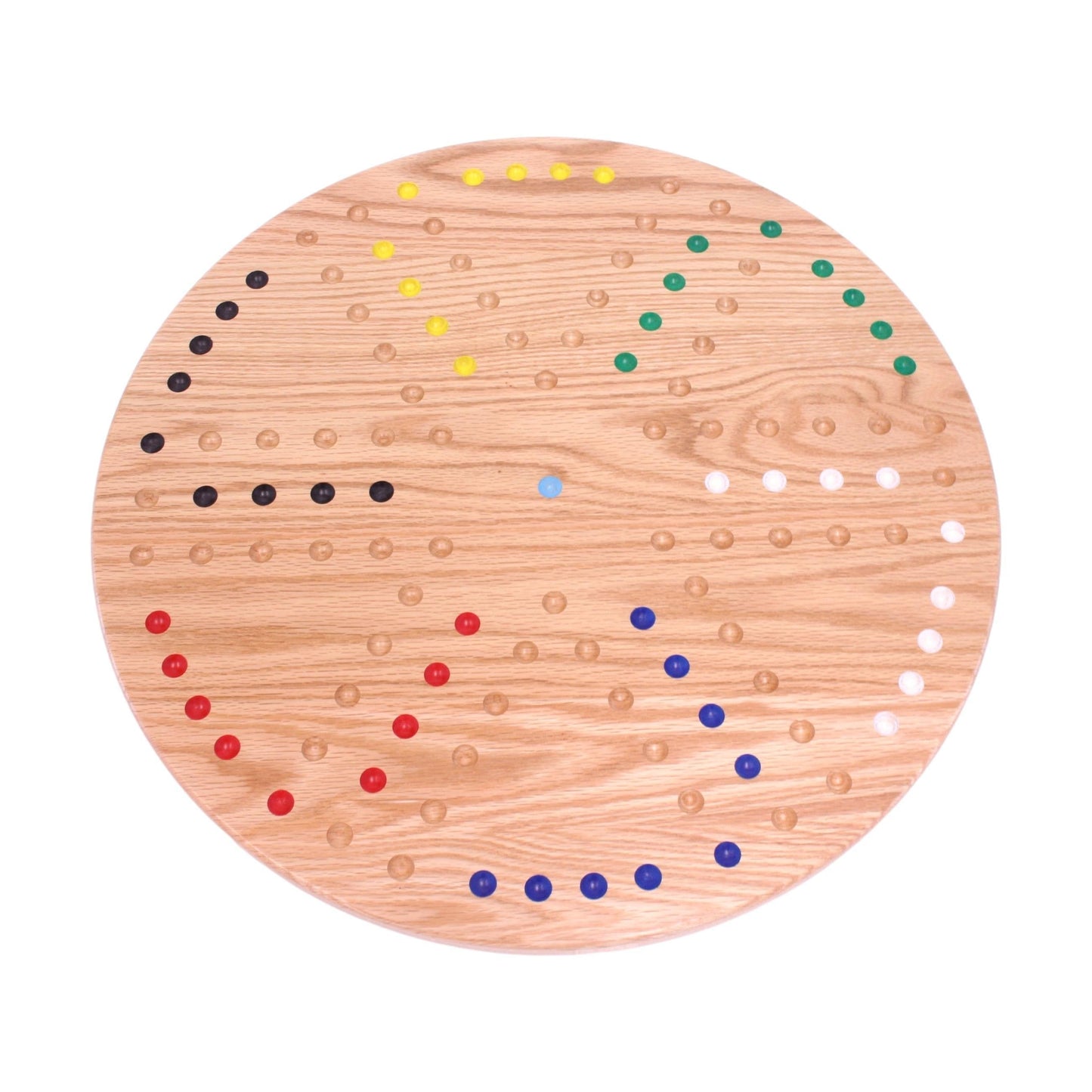 Round Aggravation Game Board Set - Solid Oak Wood - Double-Sided - Chickadees Wooden Toys