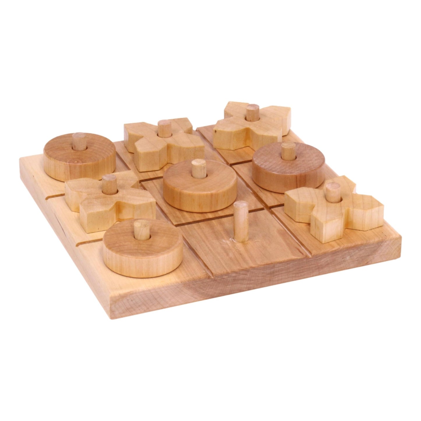Wooden Tic Tac Toe Game With 8 Wooden X and O Game Pieces, Amish Made - Chickadees Wooden Toys