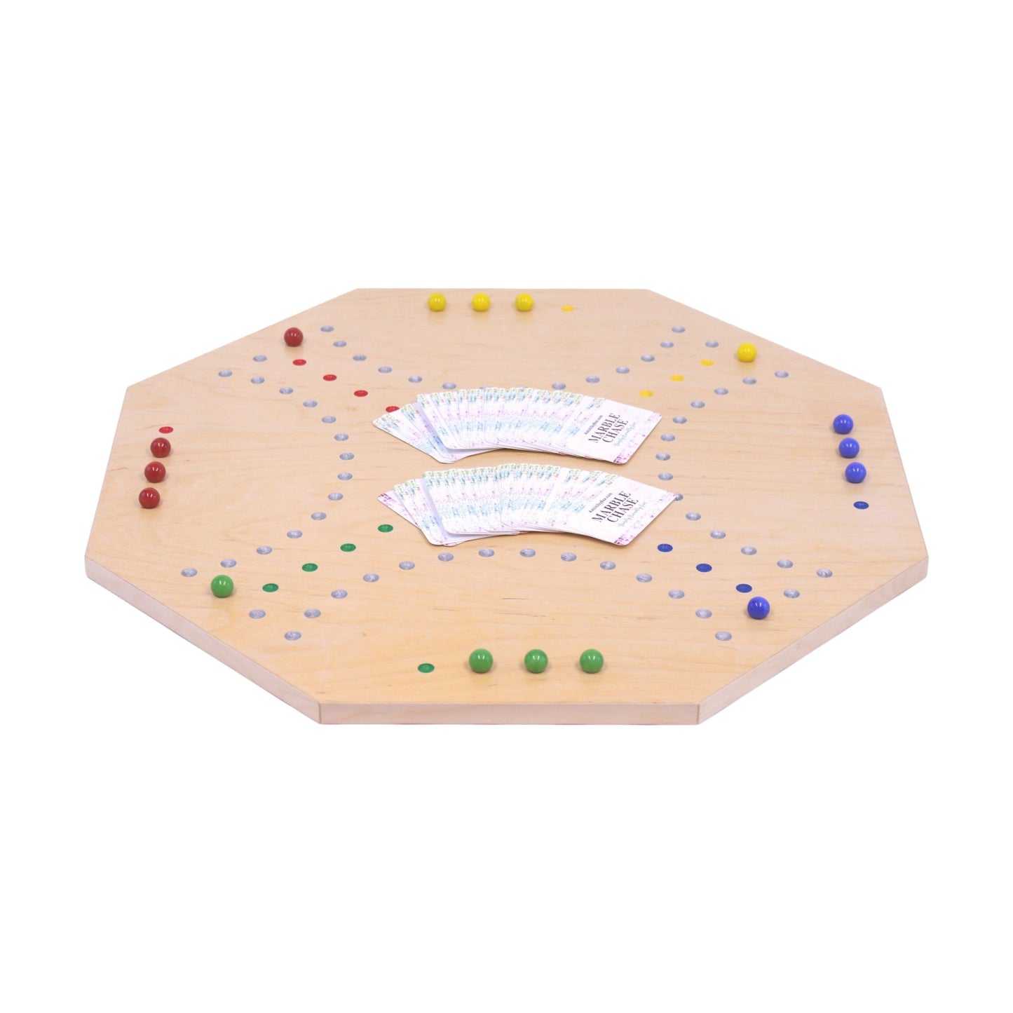 Wooden Marble Chase Game Set - Double-Sided 23" Wide Board - Chickadees Wooden Toys