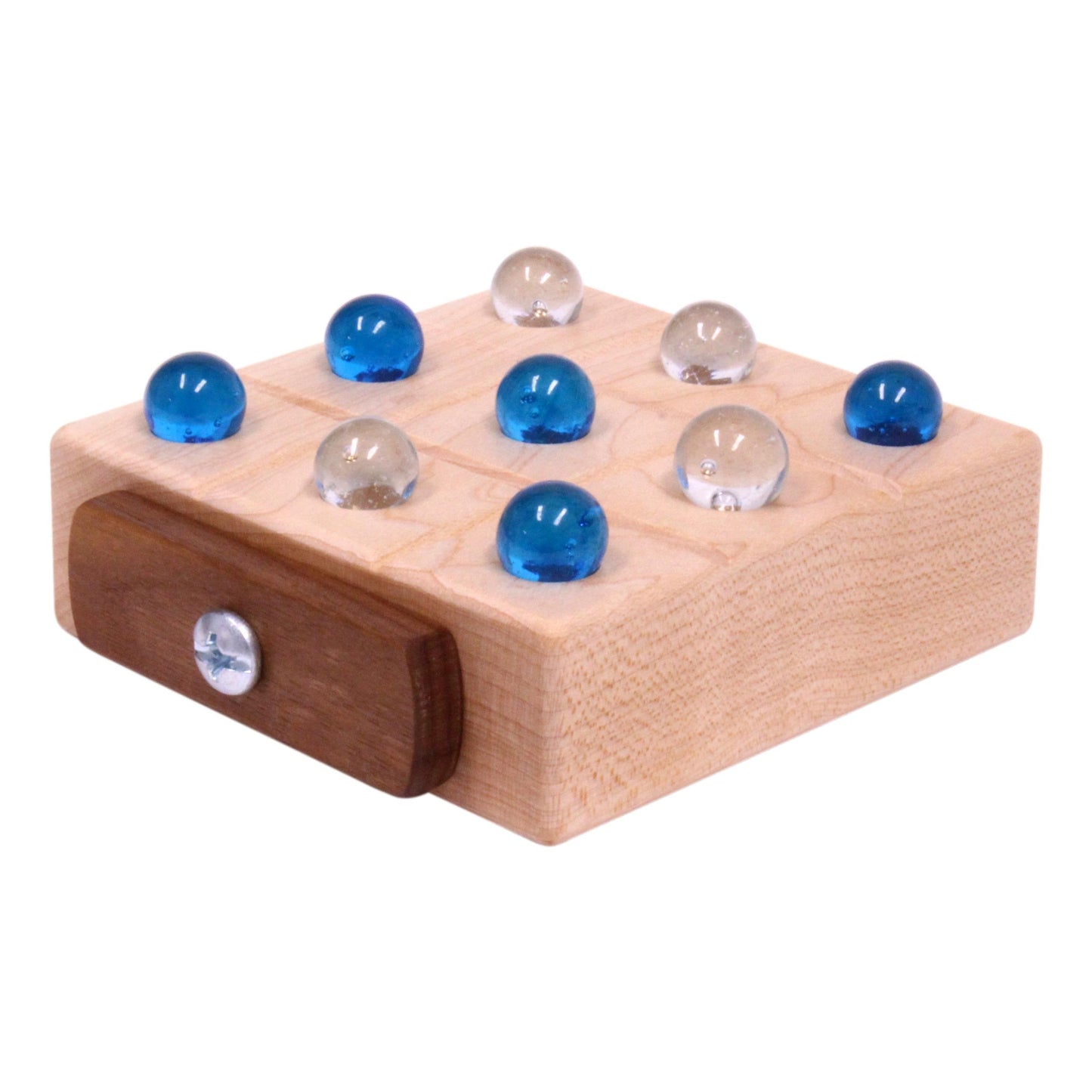 Wooden Marble Tic Tac Toe Game with Built-in Storage for Marbles - Chickadees Wooden Toys