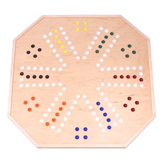 Wooden Marble Chase Board Game Set - 25" Wide Board - Double-Sided - Chickadees Wooden Toys