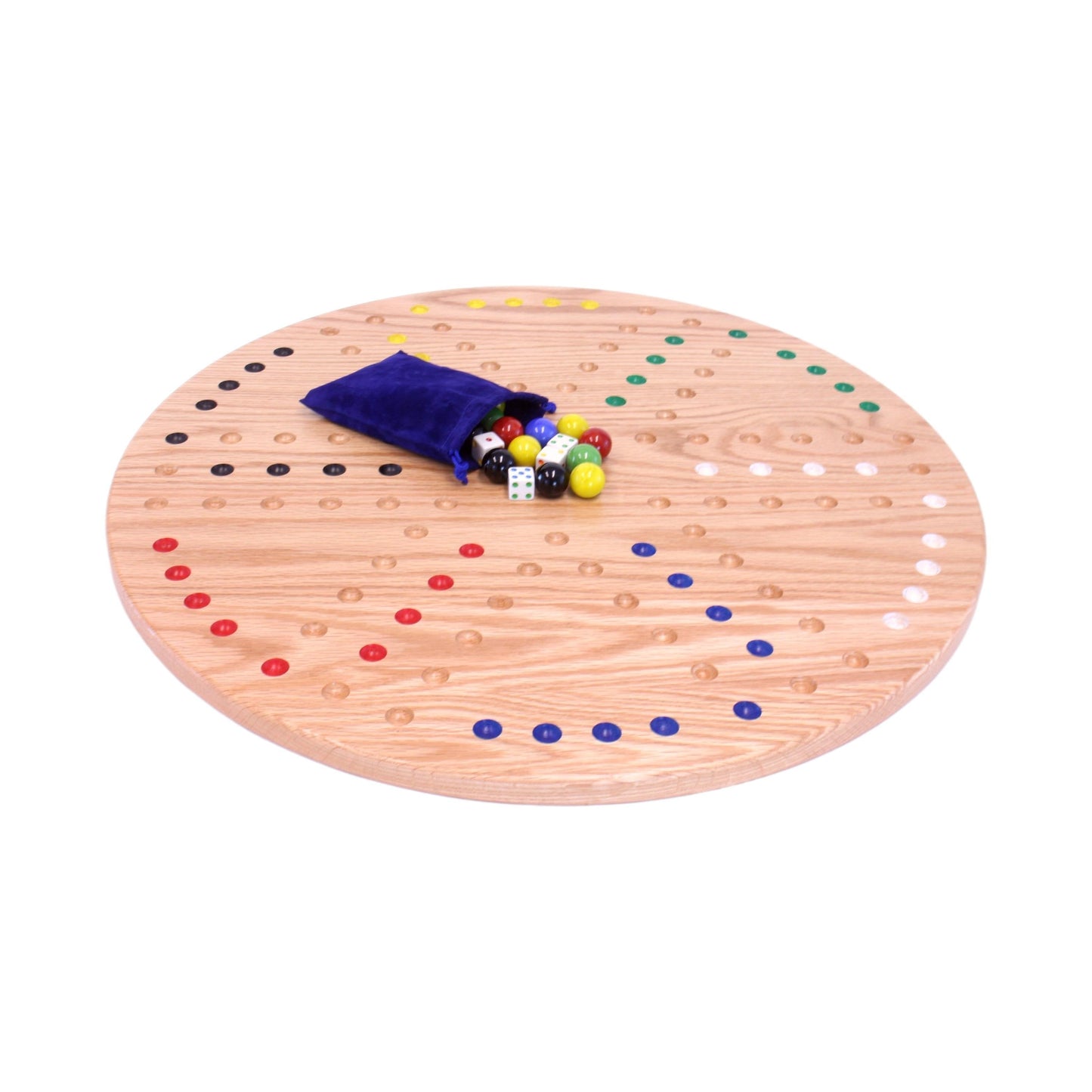 Round Aggravation Game Board Set - Solid Oak Wood - Double-Sided - Chickadees Wooden Toys