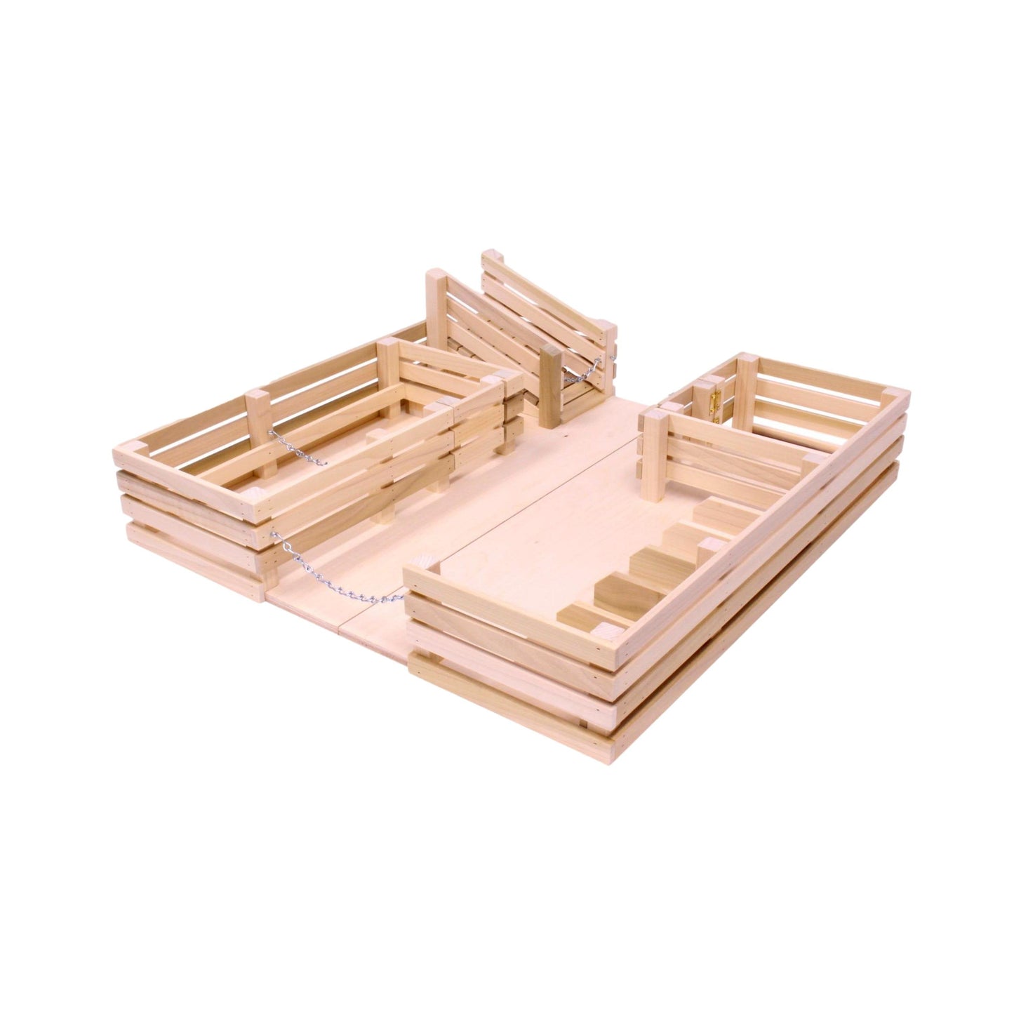 Amish-Made Wooden Folding Stock Yard Farm Toy, Unfinished - Chickadees Wooden Toys