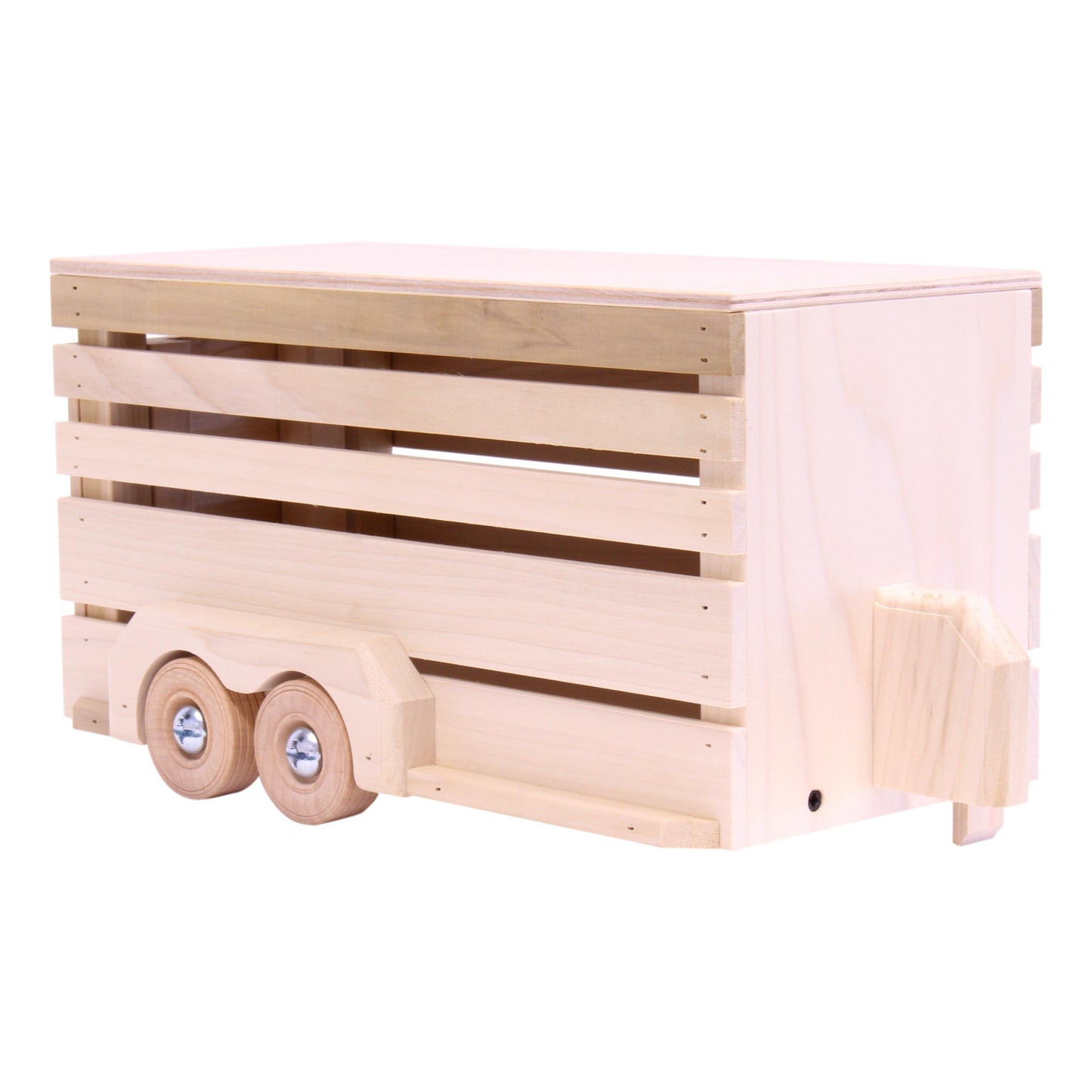 Amish-Made Wooden Horse Trailer Toy, Unfinished Wood - Chickadees Wooden Toys