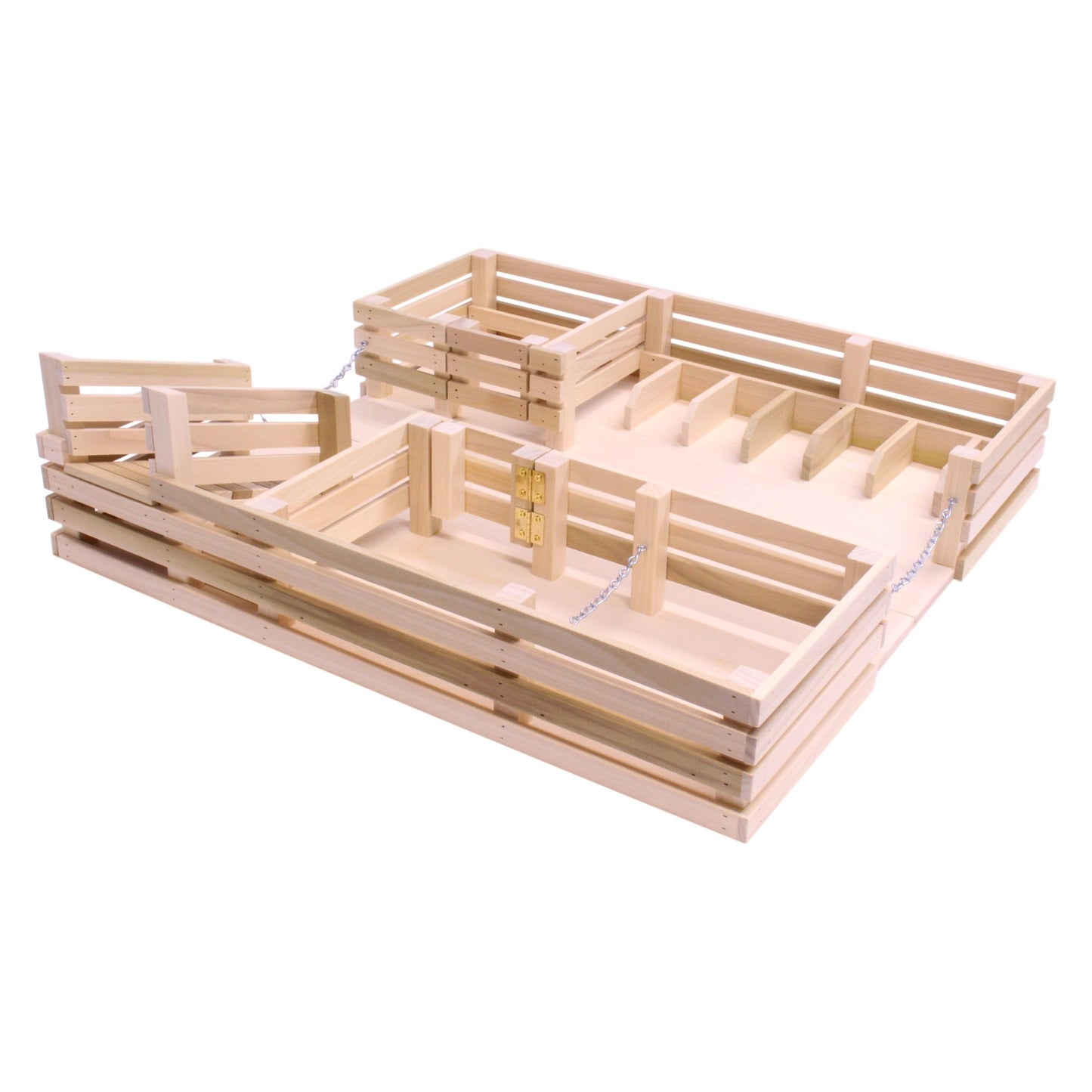 Amish-Made Wooden Folding Stock Yard Farm Toy, Unfinished - Chickadees Wooden Toys