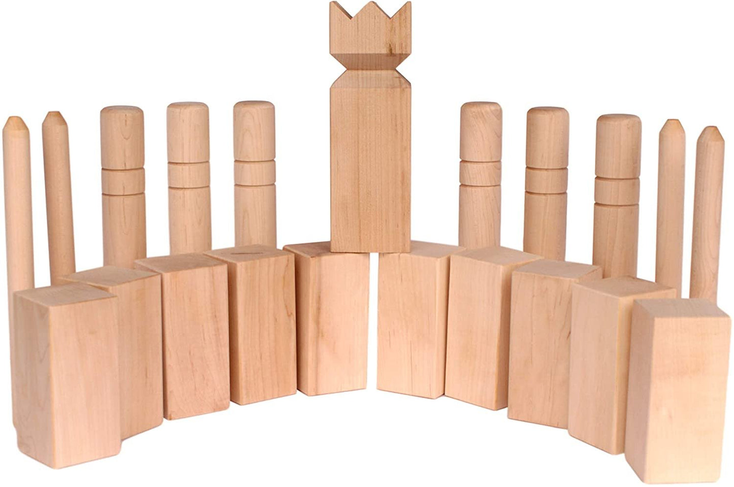 Amish-Made Deluxe Hard Maple Wood Kubb Game, Official Size Set - Chickadees Wooden Toys