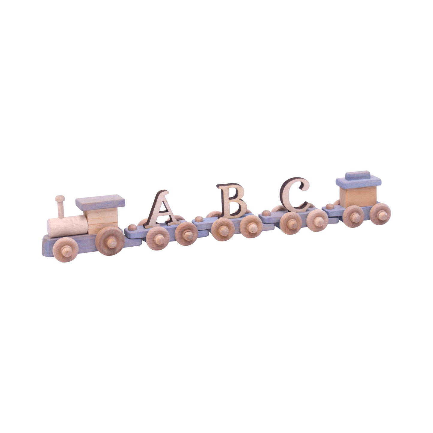 AmishToyBox.com Wooden Name Train Toy, Custom ABC Letter Train, Amish-Made - Chickadees Wooden Toys