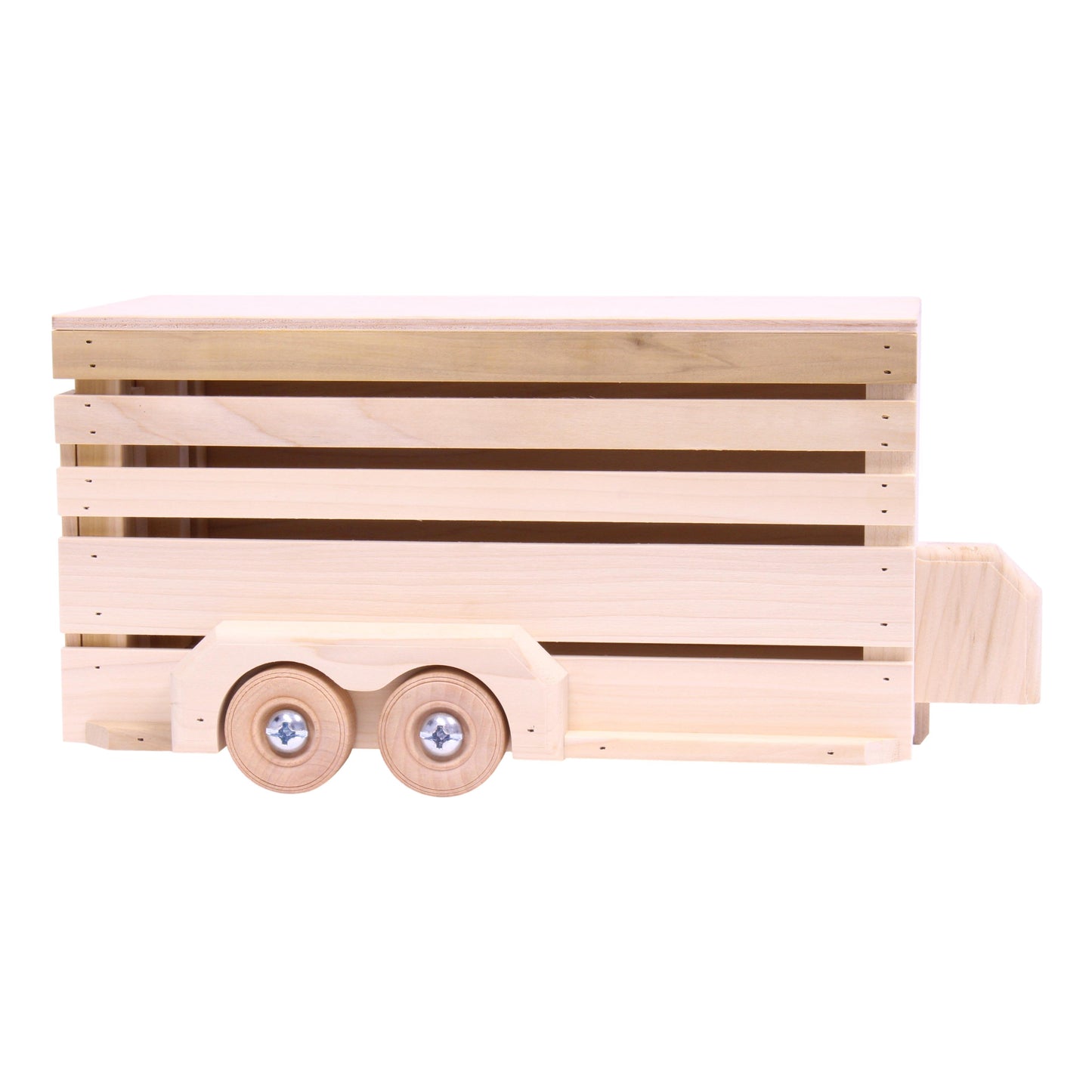 Amish-Made Wooden Horse Trailer Toy, Unfinished Wood - Chickadees Wooden Toys