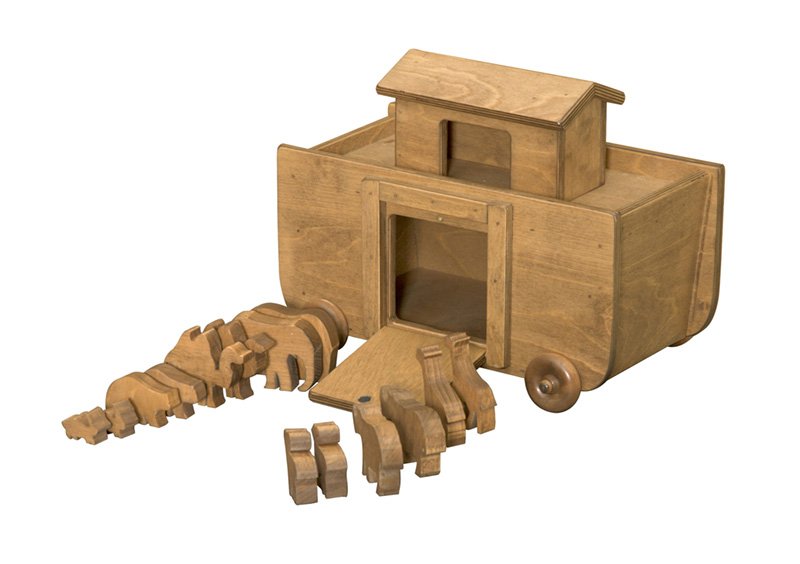 Wooden Noah's Ark Toy with 14 Toy Animals, Amish-Made - Chickadees Wooden Toys