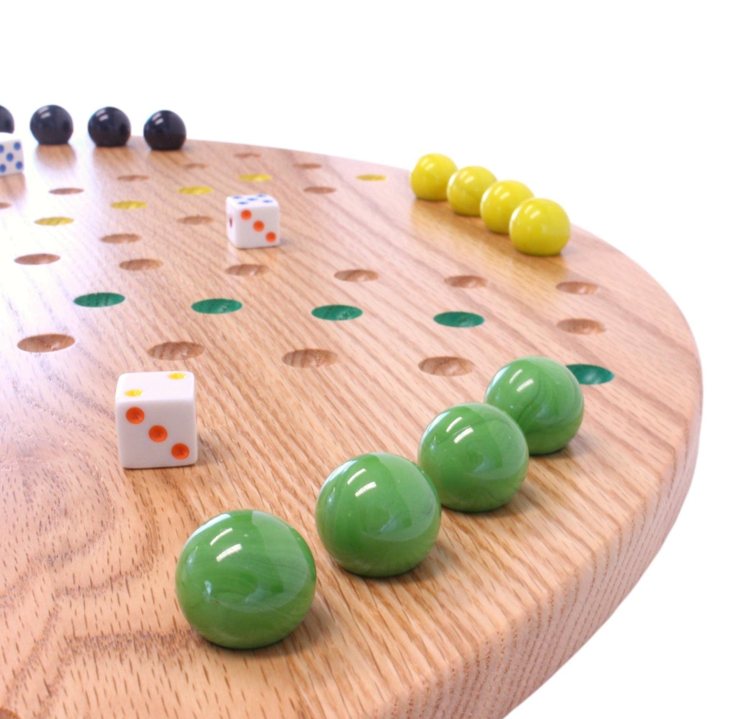 Round Aggravation Game Board Set - Solid Oak Wood - Double-Sided - Chickadees Wooden Toys