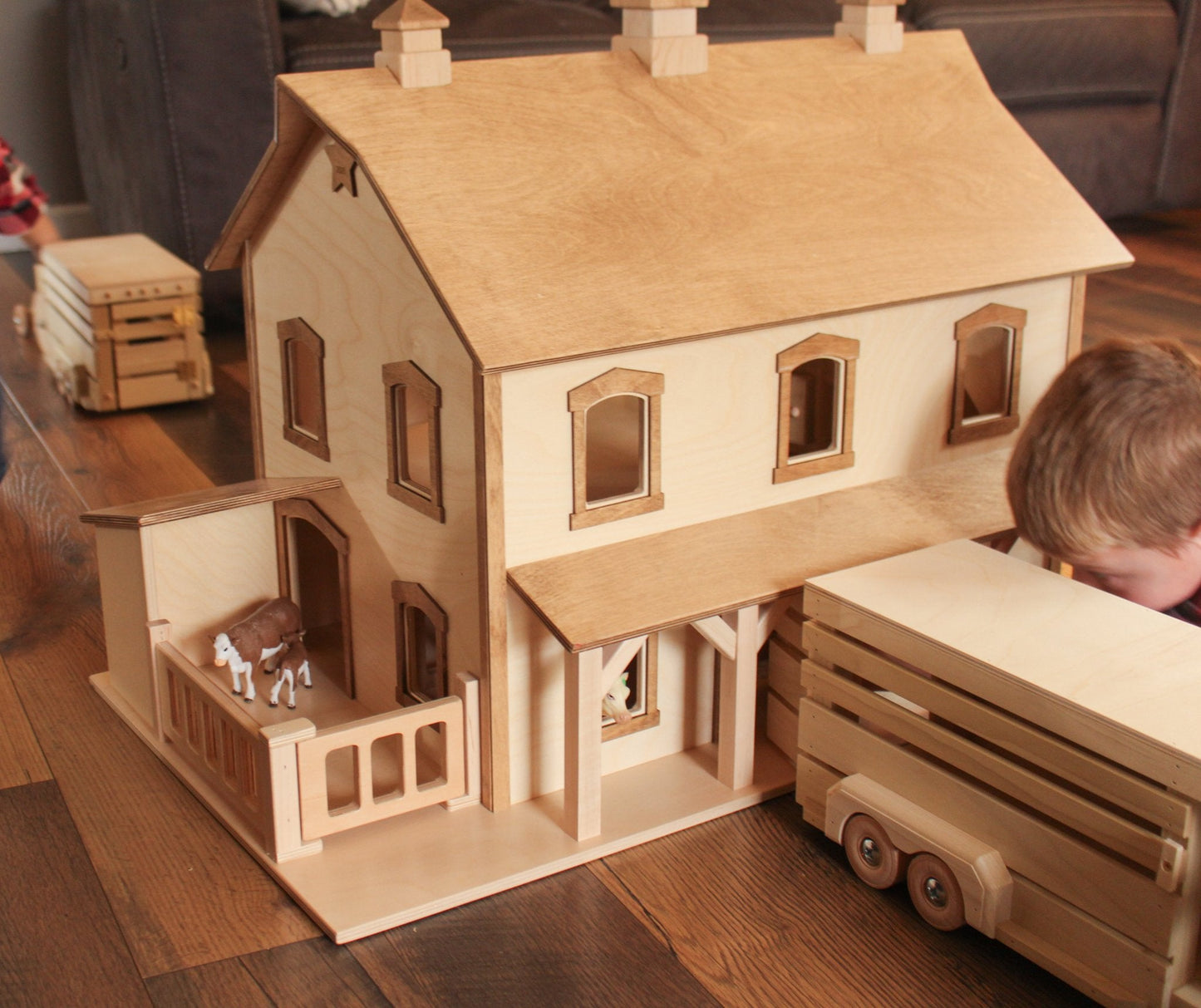 Large Pennsylvania Bank Barn Toy, Hand-Crafted in Lancaster County, PA - Chickadees Wooden Toys