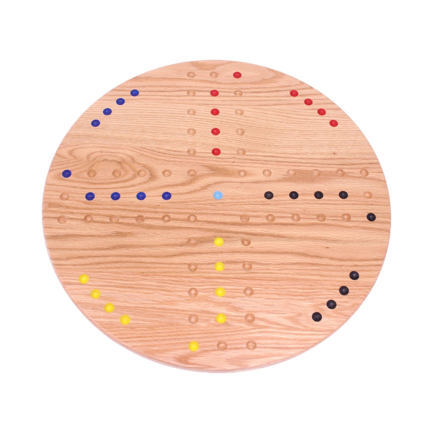 Round Aggravation Game Board Set - Solid Oak Wood - Double-Sided - Chickadees Wooden Toys