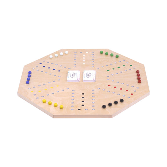 Wooden Marble Chase Game Set - Double-Sided 23" Wide Board - Chickadees Wooden Toys