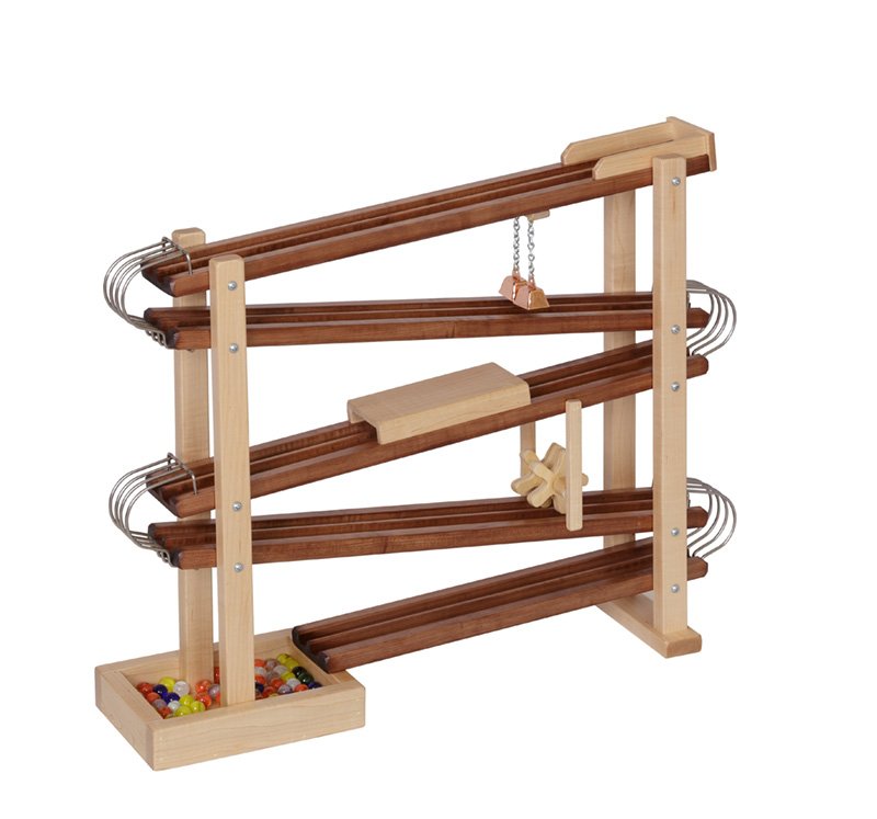 Amish-Made Deluxe Wooden Marble Flyer Racetrack Toy - Chickadees Wooden Toys