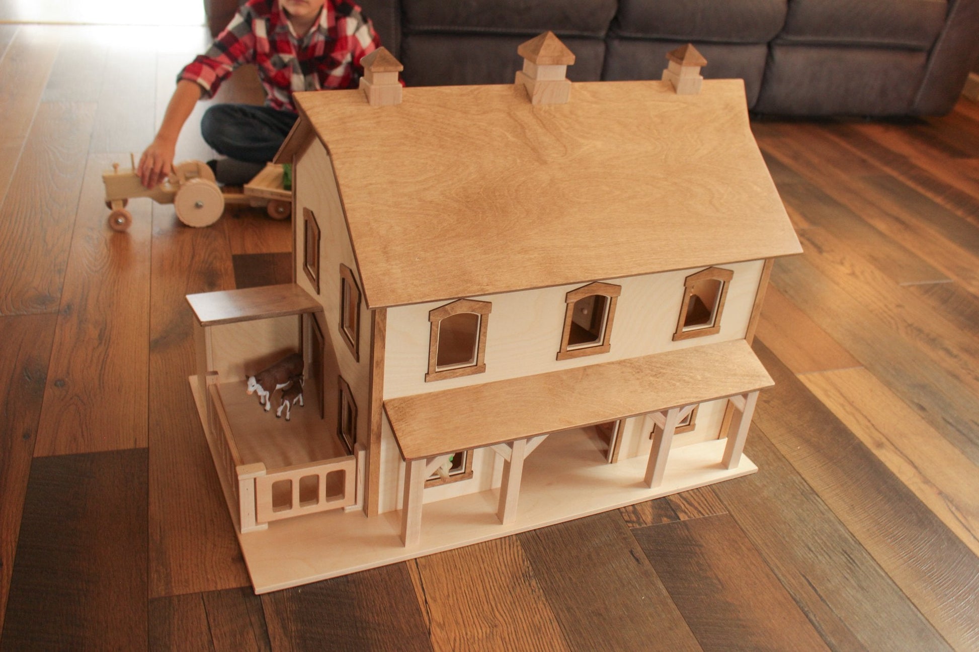 Large Pennsylvania Bank Barn Toy, Hand-Crafted in Lancaster County, PA - Chickadees Wooden Toys