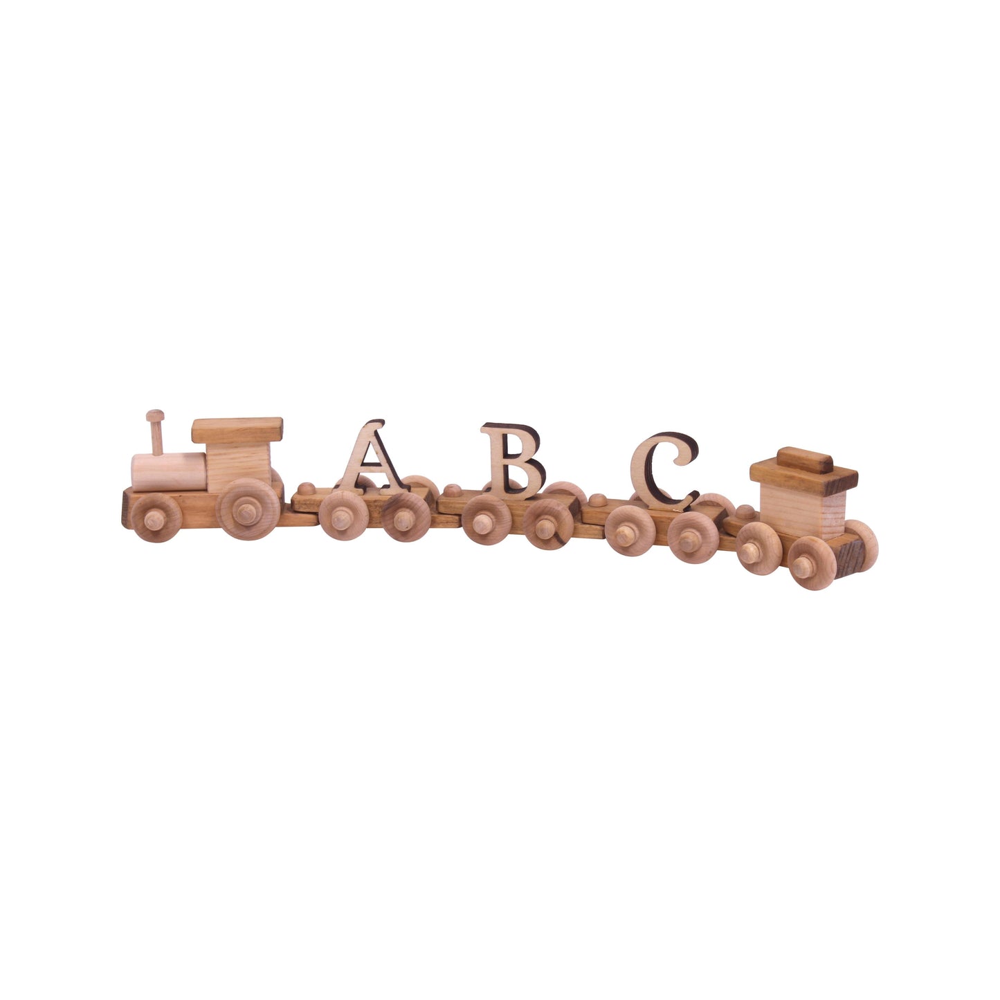 AmishToyBox.com Wooden Name Train Toy, Custom ABC Letter Train, Amish-Made - Chickadees Wooden Toys