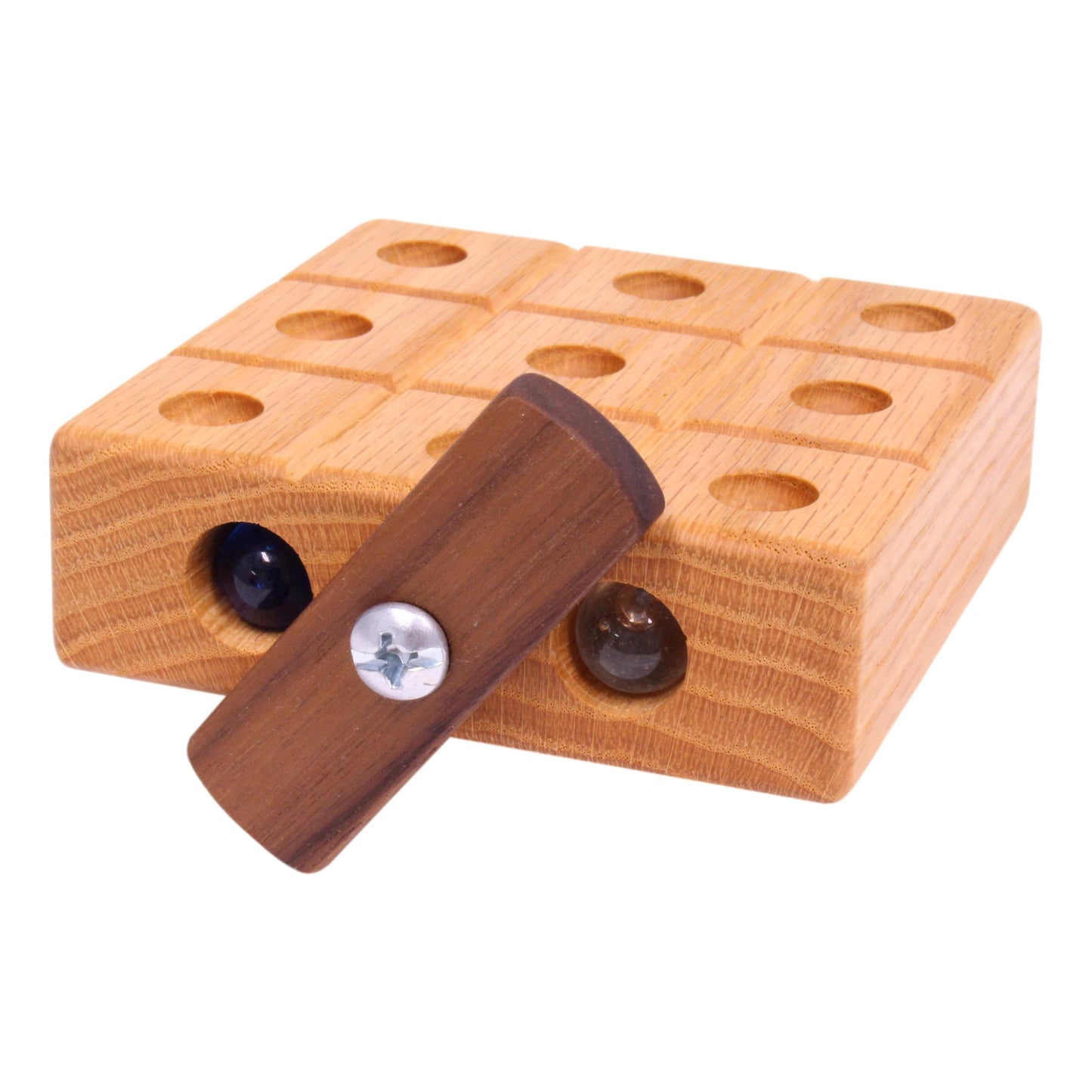 Wooden Marble Tic Tac Toe Game with Built-in Storage for Marbles - Chickadees Wooden Toys
