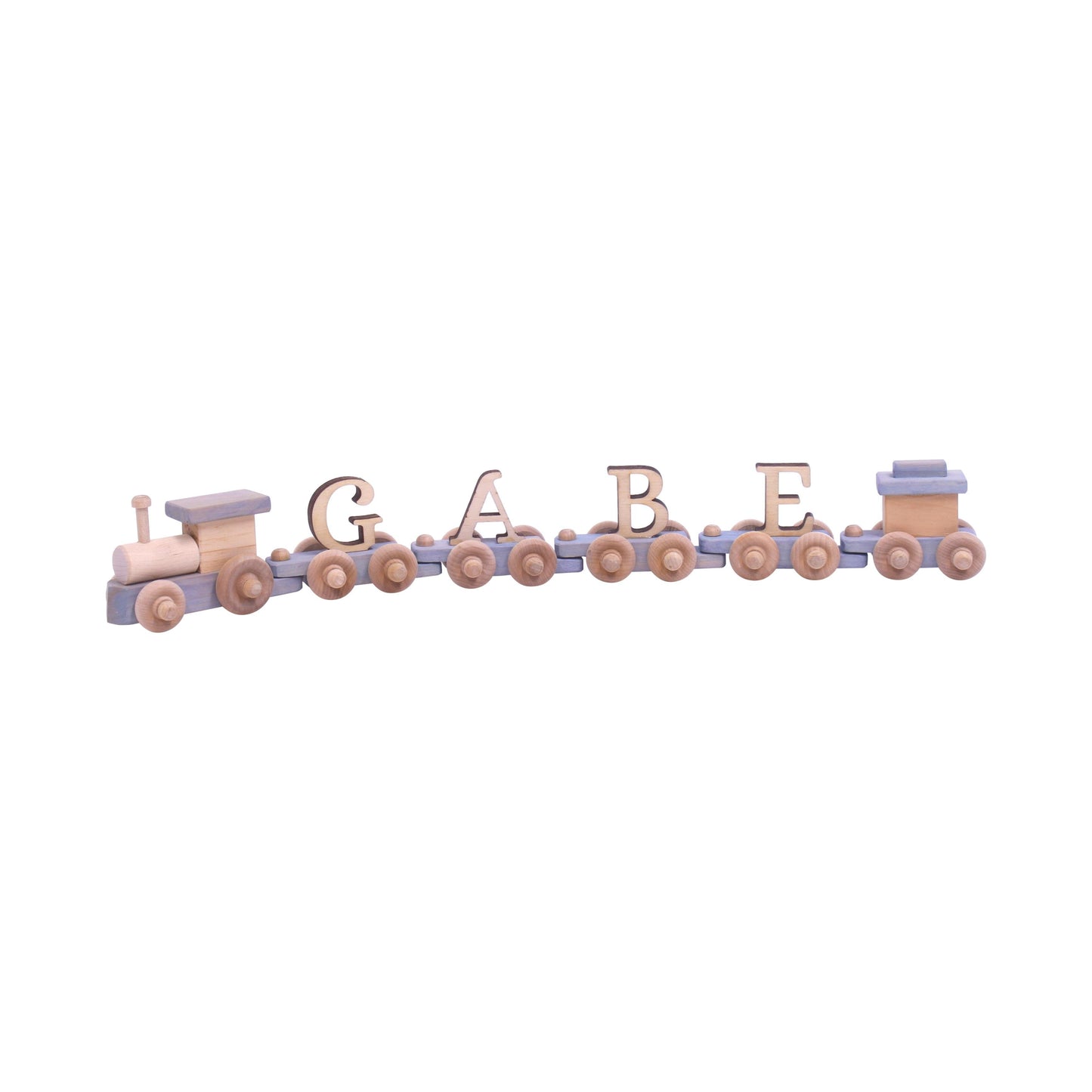 AmishToyBox.com Wooden Name Train Toy, Custom ABC Letter Train, Amish-Made - Chickadees Wooden Toys