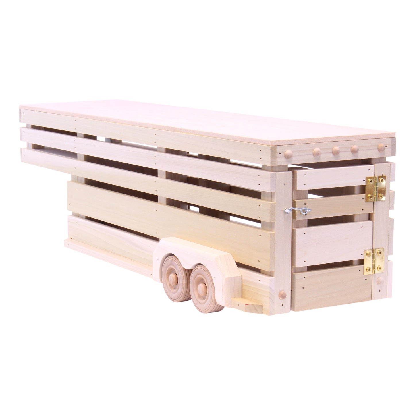 Amish-Made Wooden Gooseneck Livestock Trailer Toy - Chickadees Wooden Toys