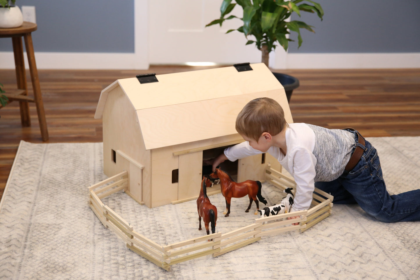 Wooden Folding Corral Fence Toy, Amish-Made, Unfinished Wood - Chickadees Wooden Toys