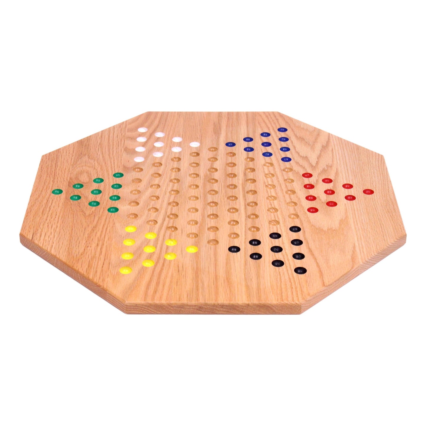 Hand-Painted Oak Wooden Chinese Checkers Board Game, 19" Wide - Chickadees Wooden Toys