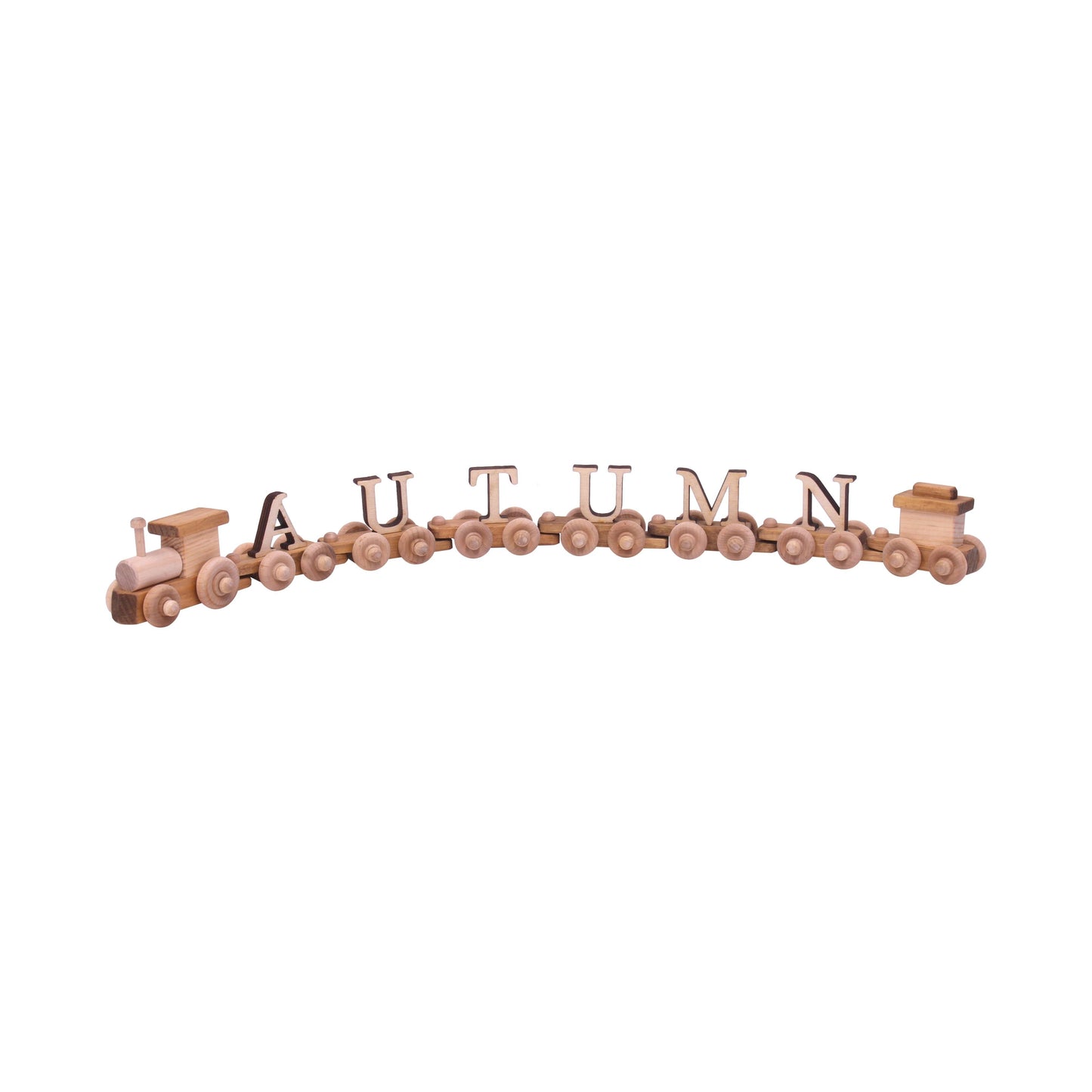 AmishToyBox.com Wooden Name Train Toy, Custom ABC Letter Train, Amish-Made - Chickadees Wooden Toys
