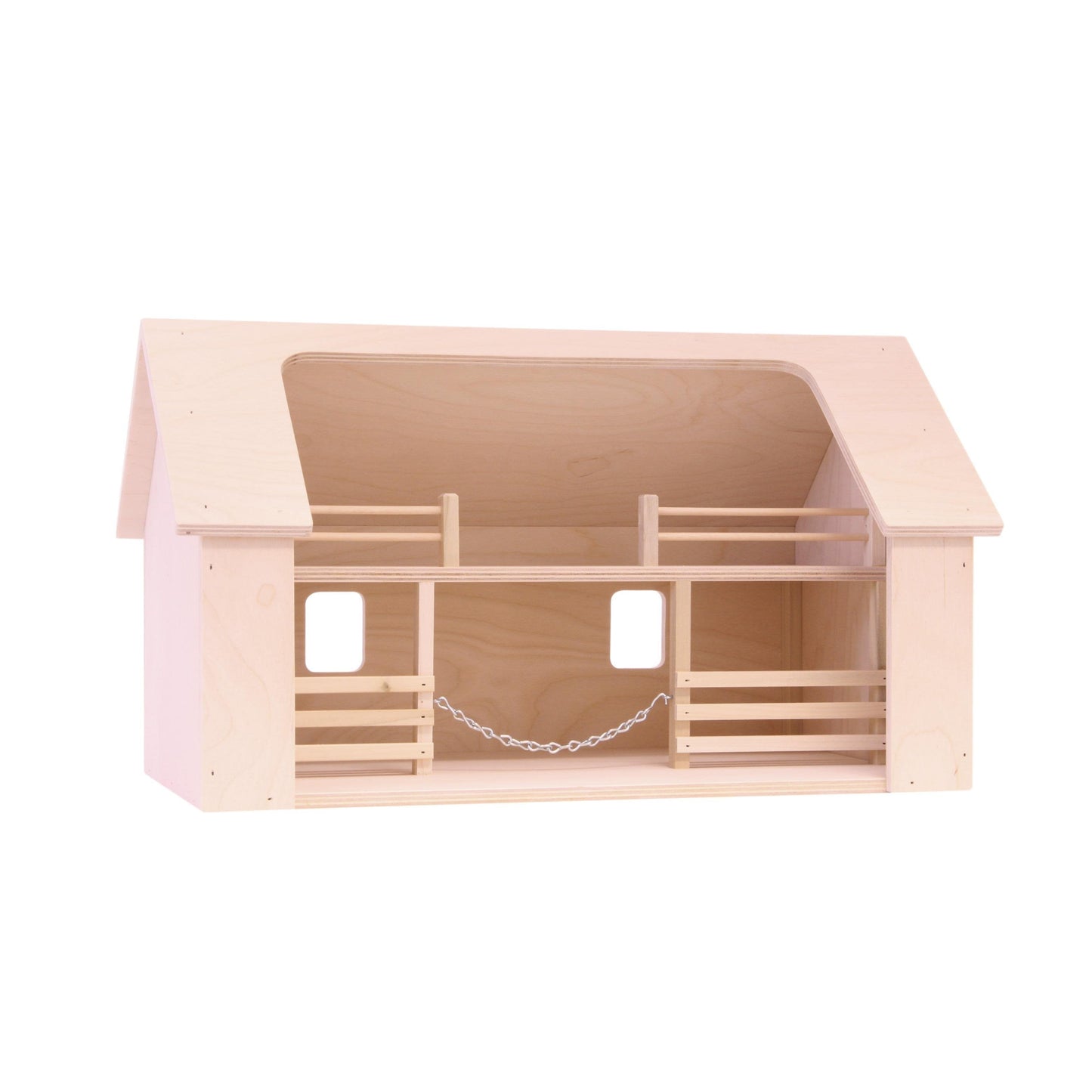 Wooden Amish-Made Ranch Shed Barn Toy, Unfinished Wood - Chickadees Wooden Toys