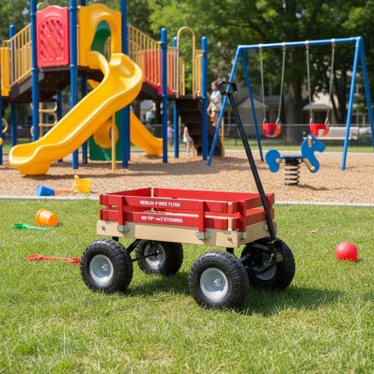 Berlin Big-Foot Kid's Wagon by AmishToyBox.com - Perfect Wagon for Children and Toddlers - Amish Made in Ohio, USA - 10" No-Flat Tires - Chickadees Wooden Toys