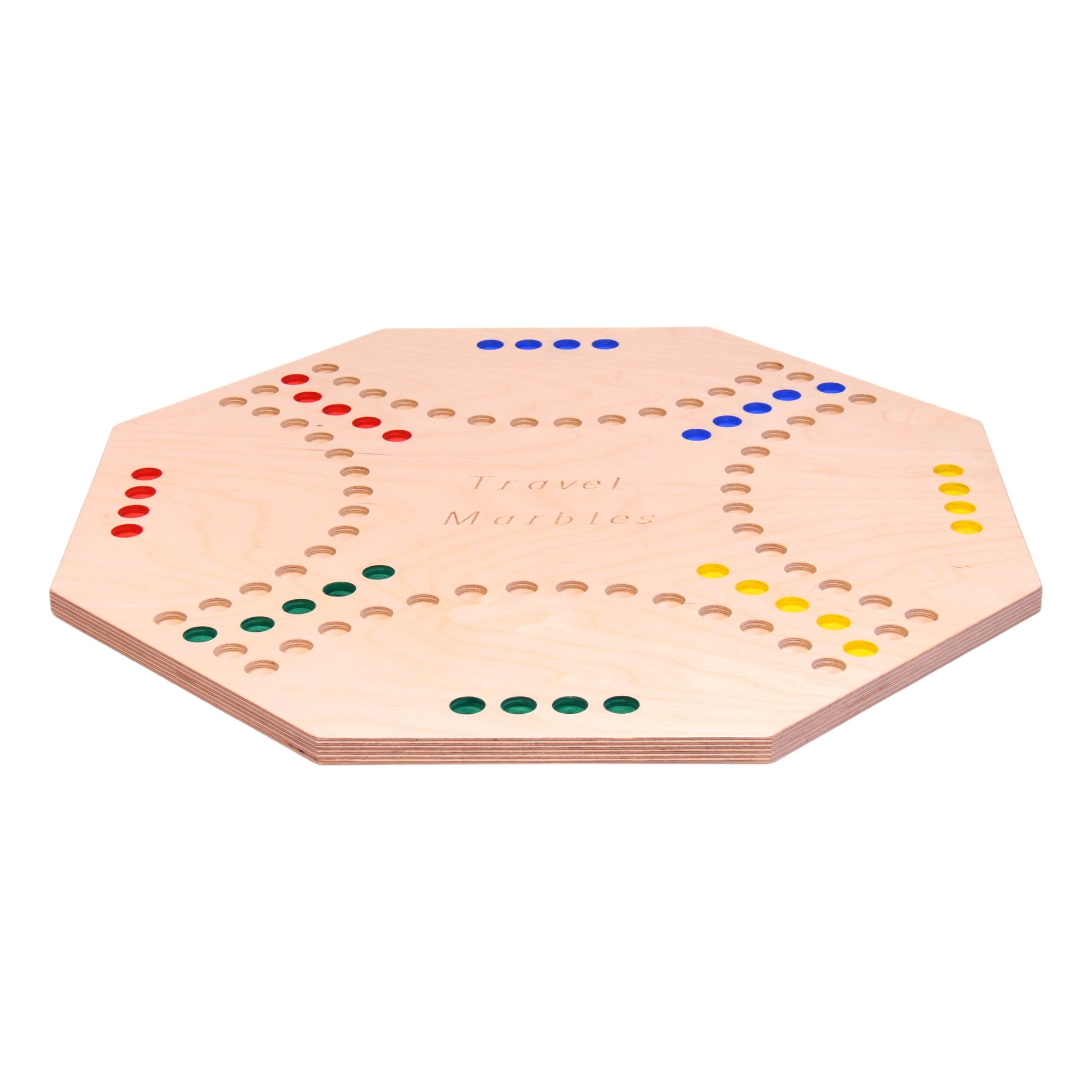 Travel Marble Chase Board Game Set, Double-Sided 23" Wide Board - Chickadees Wooden Toys