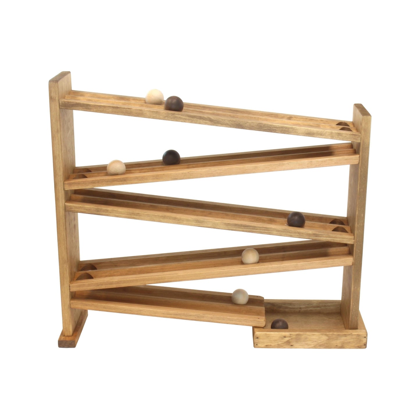Wooden Ball Roller Racetrack Toy, Amish-Made, with 8 Wooden Balls - Chickadees Wooden Toys