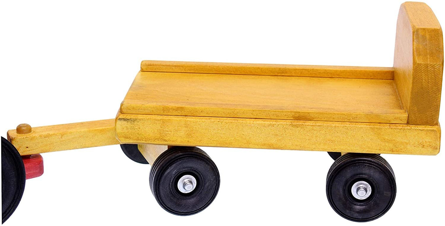 Amish-Made Wooden Toy Tractor and Wagon Set with Hay Bales - Chickadees Wooden Toys