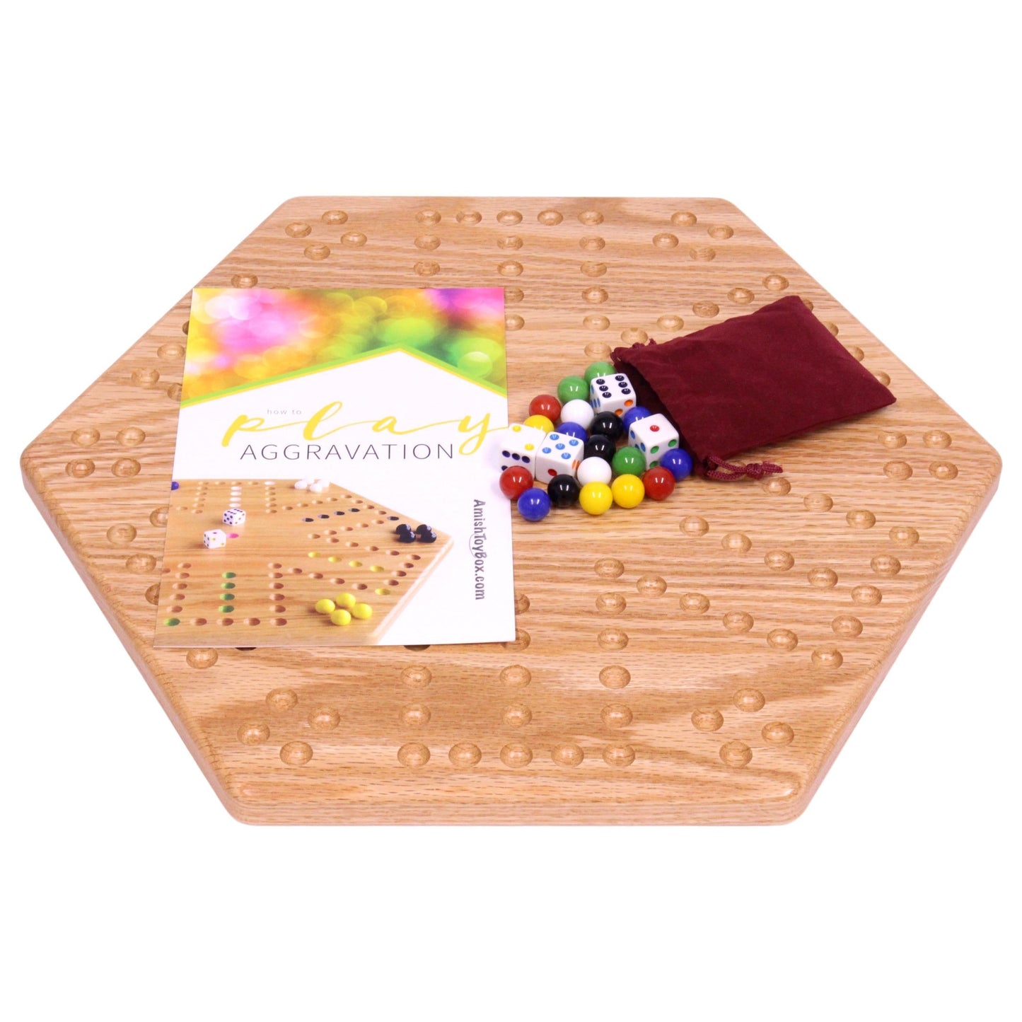 Solid Oak 16" Wide Aggravation Game Board, Unpainted Holes, Double-sided - Chickadees Wooden Toys