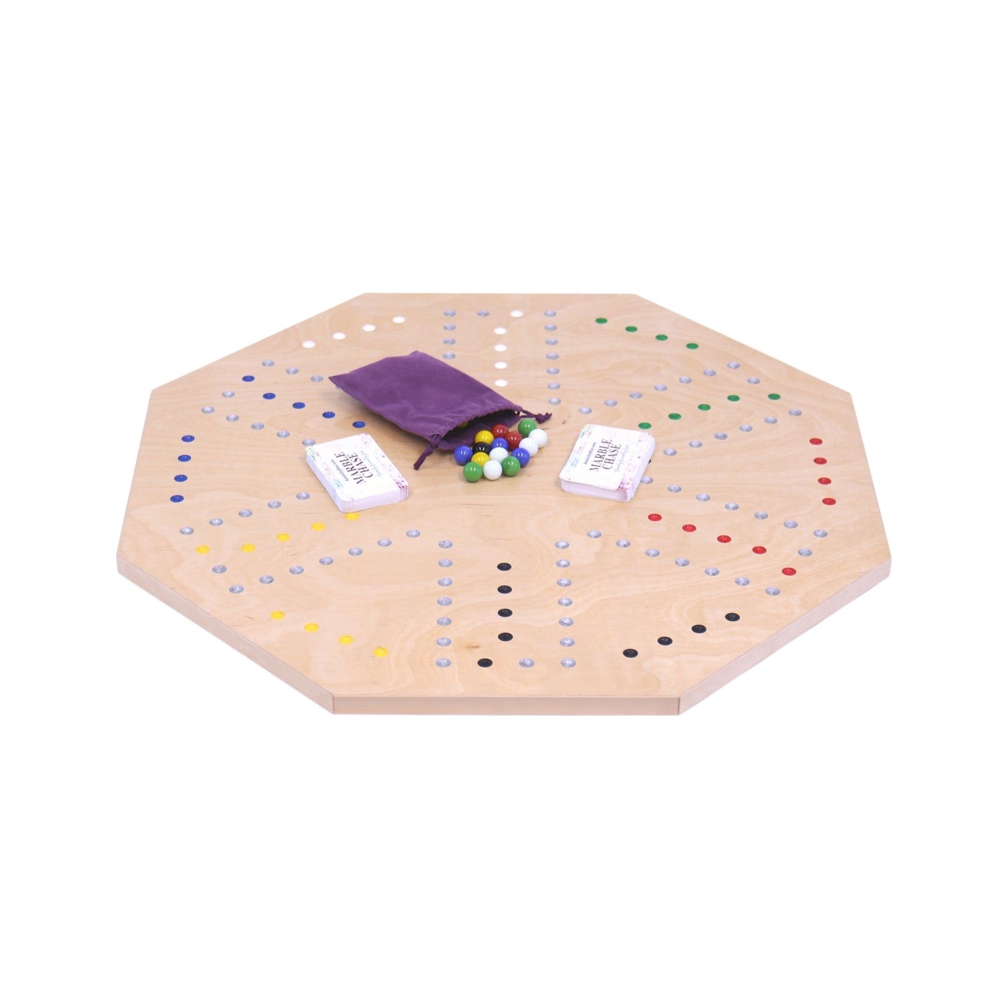 Wooden Marble Chase Game Set - Double-Sided 23" Wide Board - Chickadees Wooden Toys