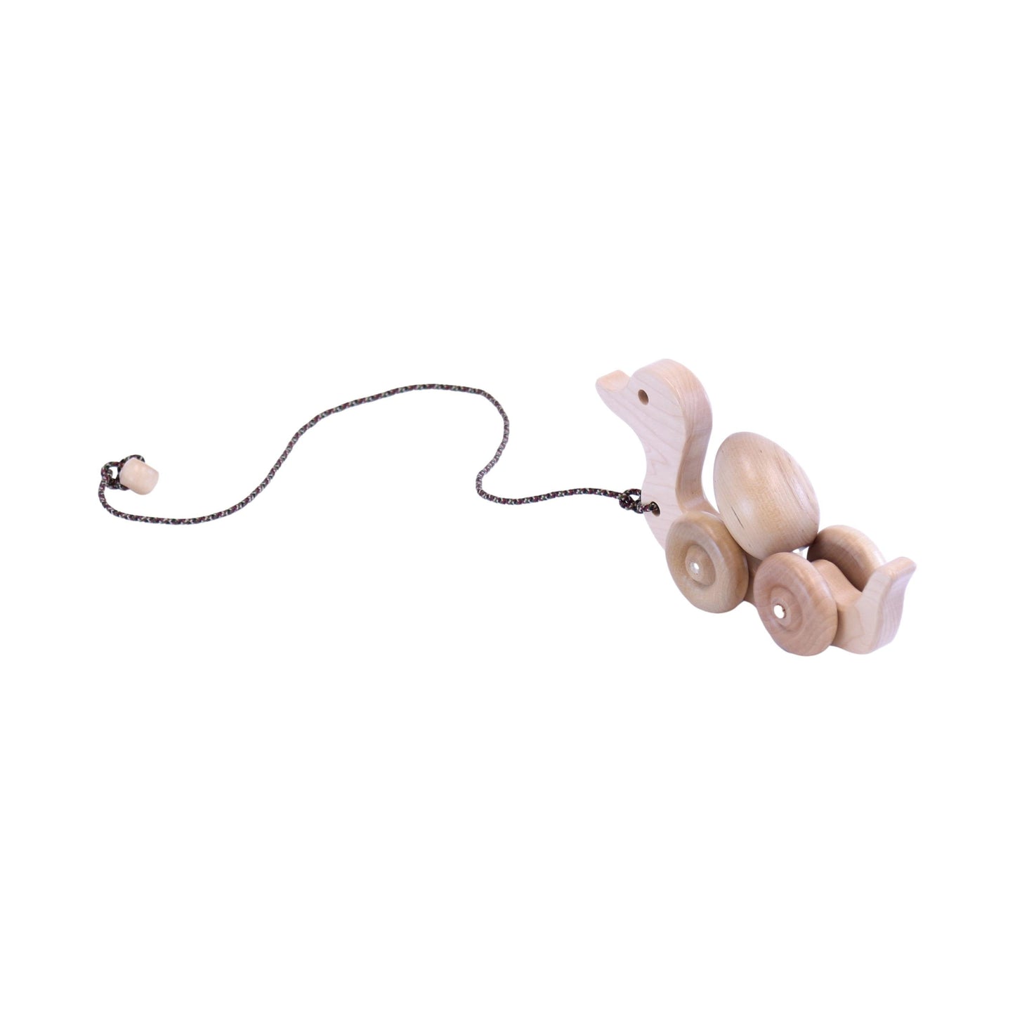 Wooden Duck Pull Toy for Toddlers, Rolling Wheels and Rotating Egg - Chickadees Wooden Toys