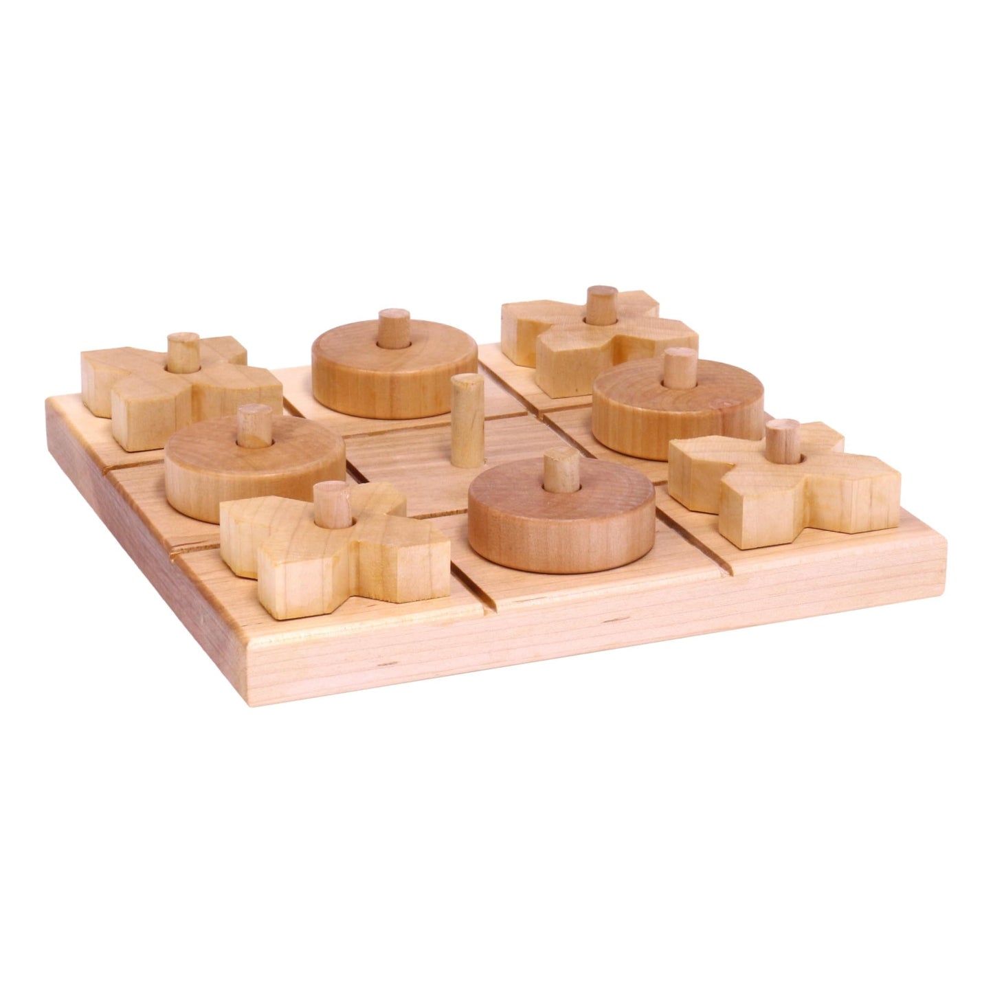 Wooden Tic Tac Toe Game With 8 Wooden X and O Game Pieces, Amish Made - Chickadees Wooden Toys