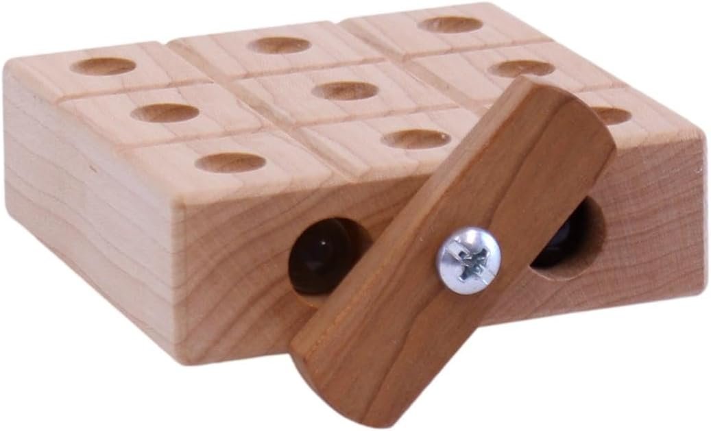 Wooden Marble Tic Tac Toe Game with Built-in Storage for Marbles - Chickadees Wooden Toys