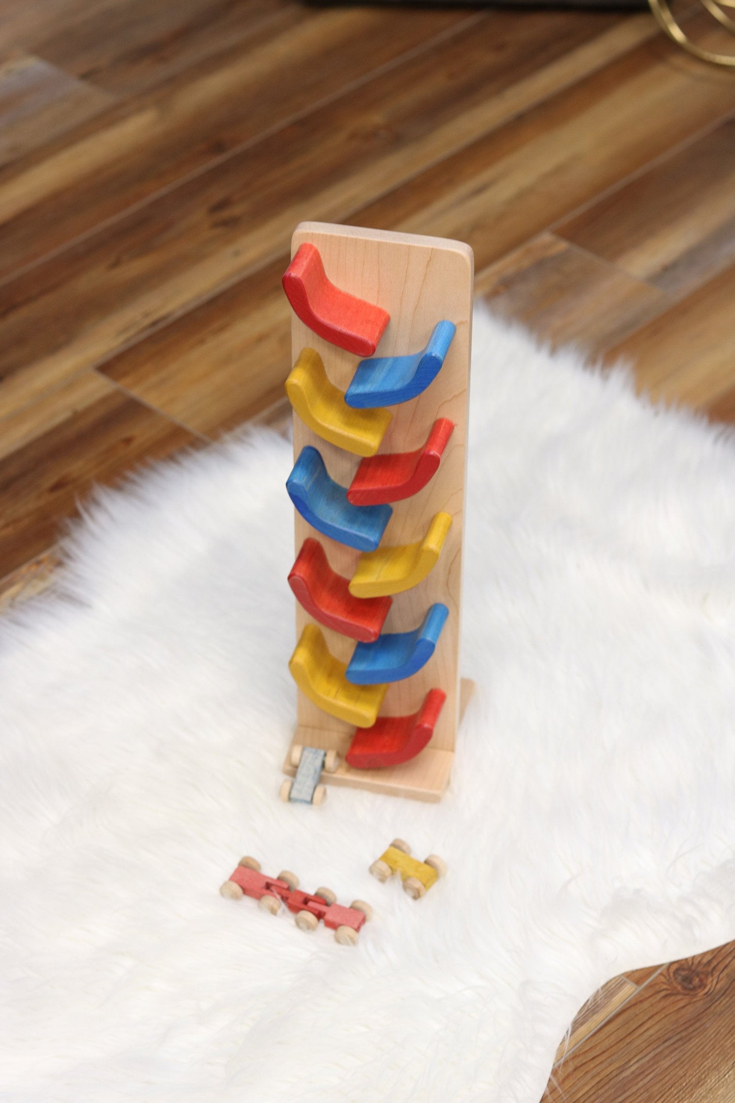 Amish-Made Mini Car Roller Wooden Toy, Pack of Cars Included - Chickadees Wooden Toys