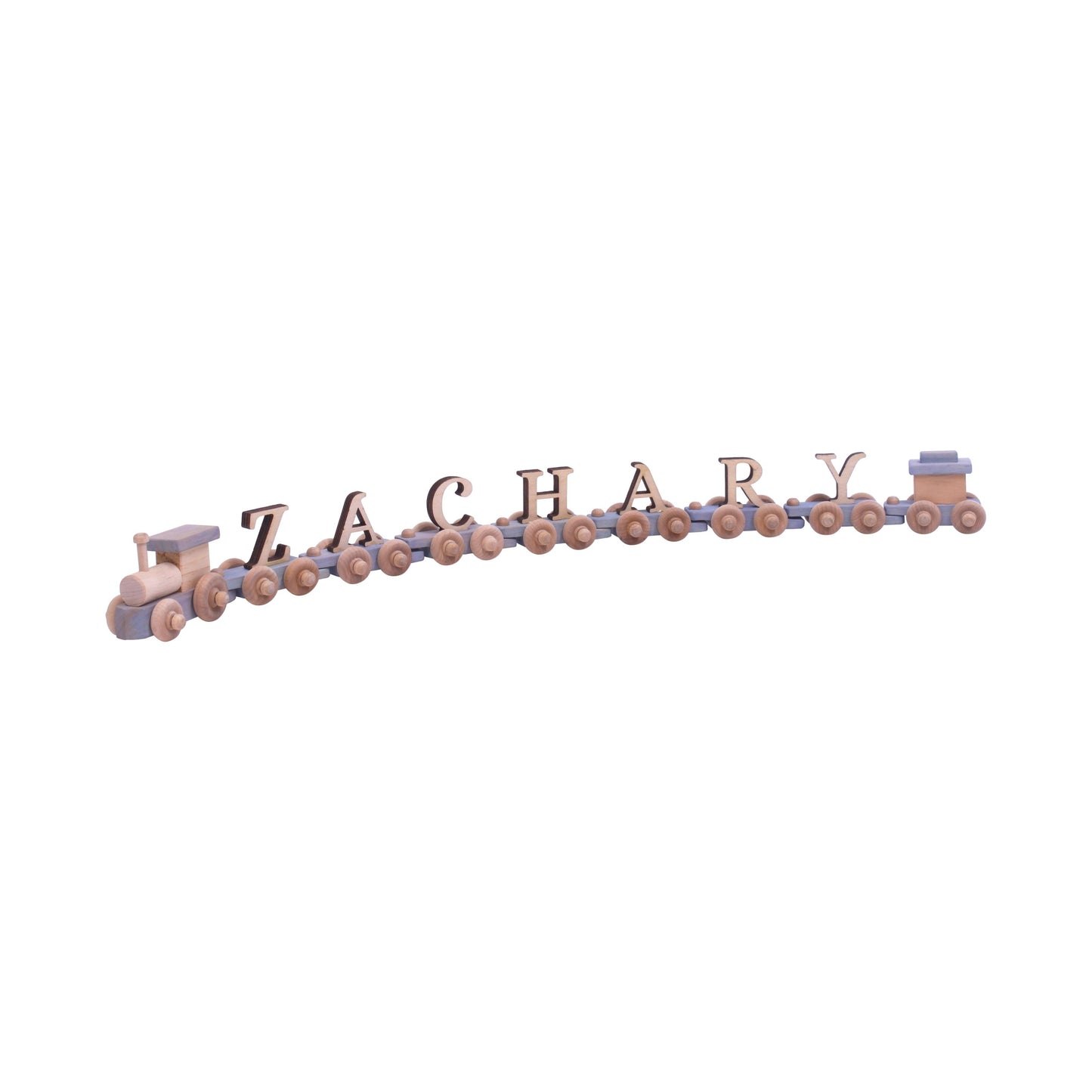 AmishToyBox.com Wooden Name Train Toy, Custom ABC Letter Train, Amish-Made - Chickadees Wooden Toys