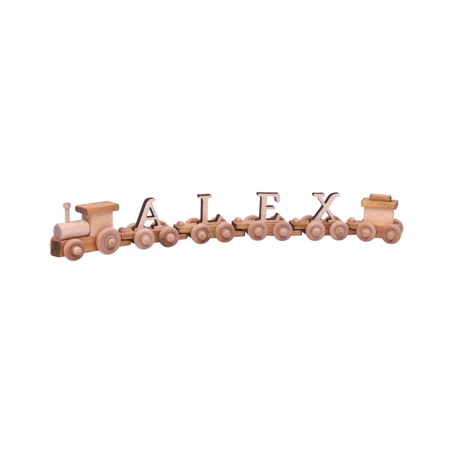 AmishToyBox.com Wooden Name Train Toy, Custom ABC Letter Train, Amish-Made - Chickadees Wooden Toys