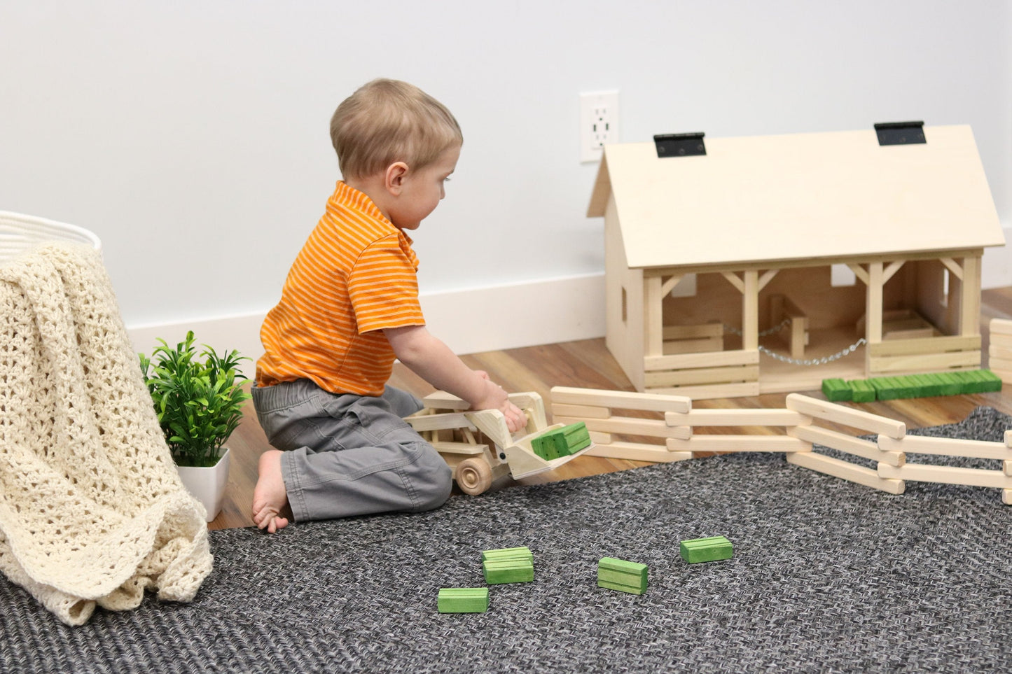 Wooden Skid Loader Toy, Skid Steer with Movable Bucket - Chickadees Wooden Toys