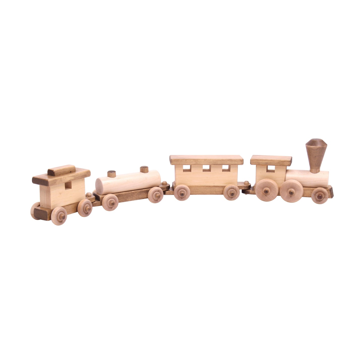 Wooden Toy Train Play Set, 24" Long, Kid-Safe Finish, Amish-Made - Chickadees Wooden Toys