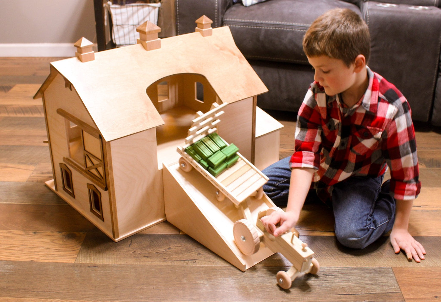 Large Pennsylvania Bank Barn Toy, Hand-Crafted in Lancaster County, PA - Chickadees Wooden Toys
