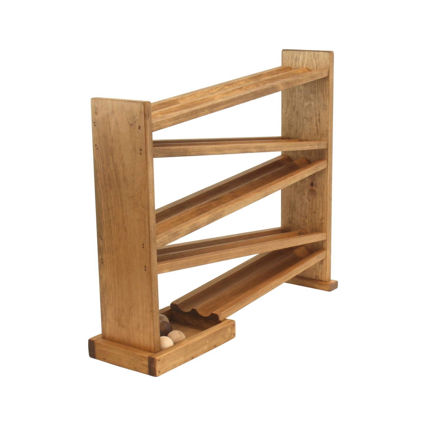 Wooden Ball Roller Racetrack Toy, Amish-Made, with 8 Wooden Balls - Chickadees Wooden Toys