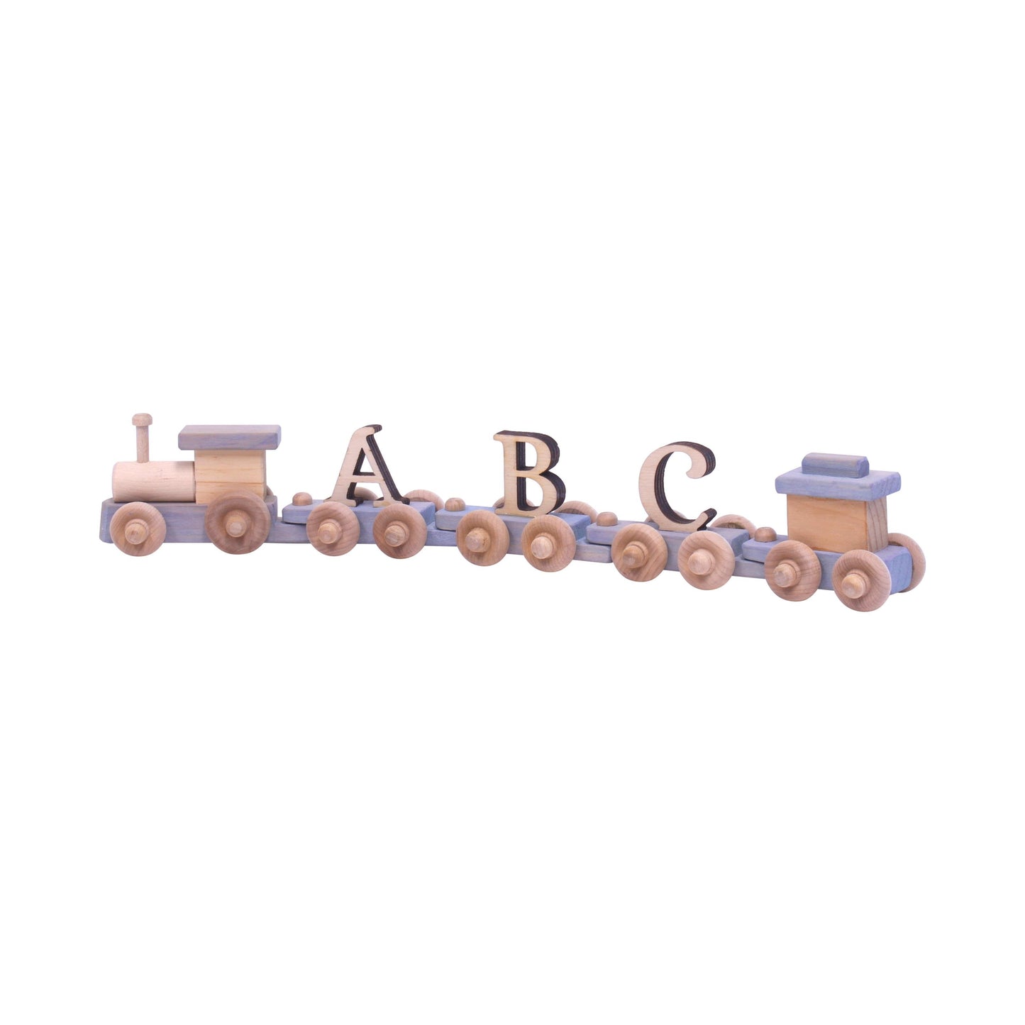 AmishToyBox.com Wooden Name Train Toy, Custom ABC Letter Train, Amish-Made - Chickadees Wooden Toys