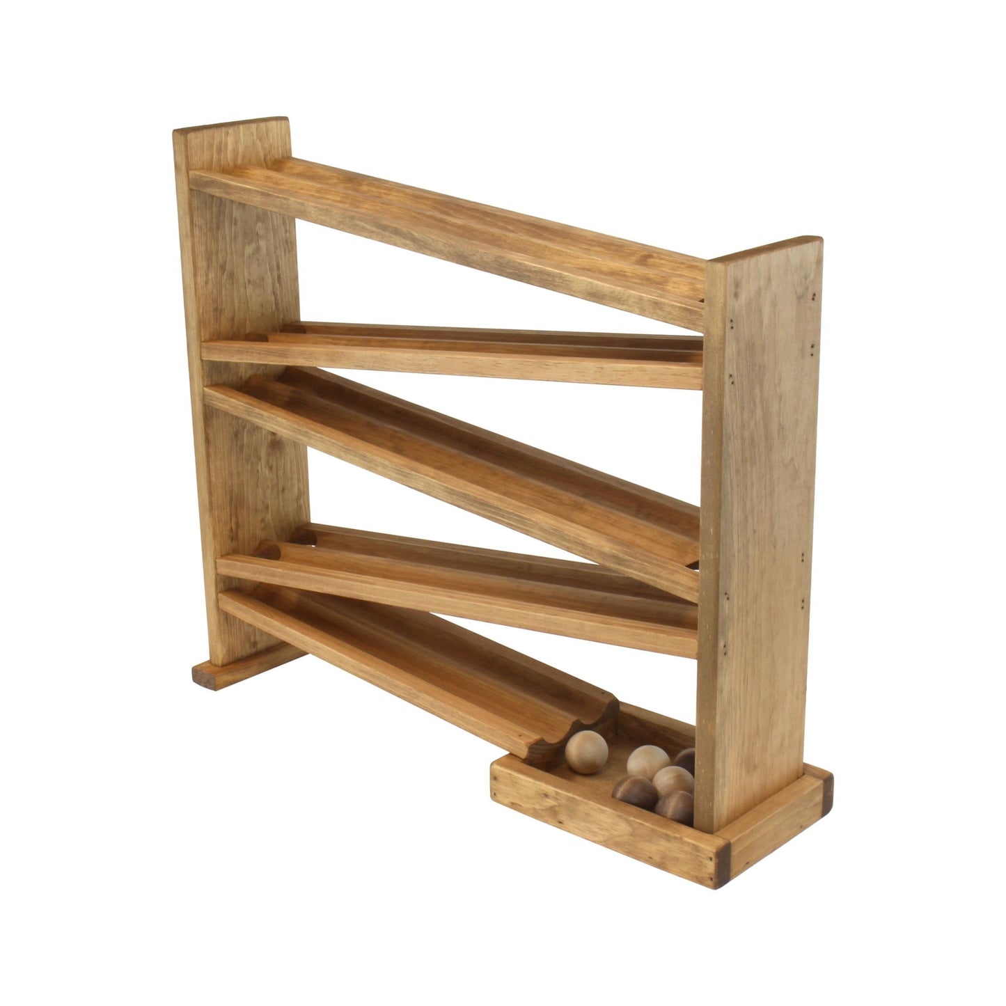 Wooden Ball Roller Racetrack Toy, Amish-Made, with 8 Wooden Balls - Chickadees Wooden Toys