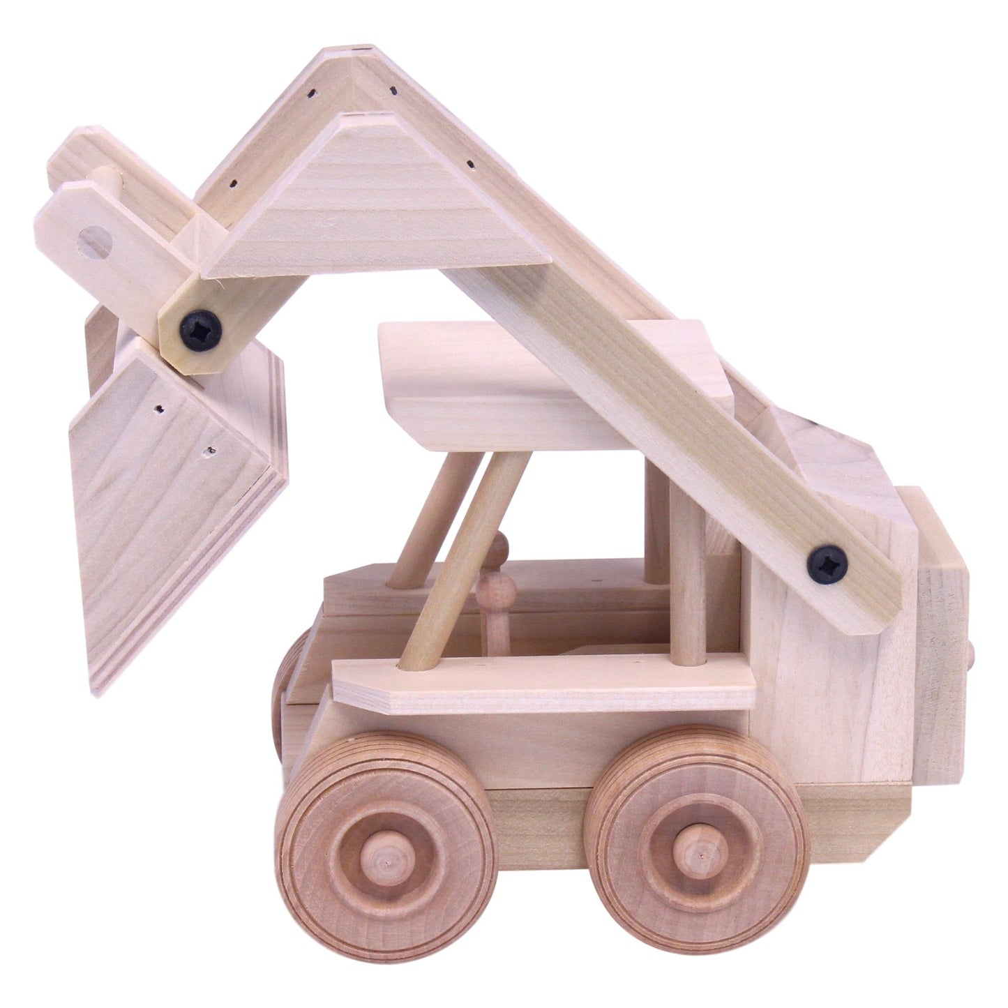 Wooden Skid Loader Toy, Skid Steer with Movable Bucket - Chickadees Wooden Toys