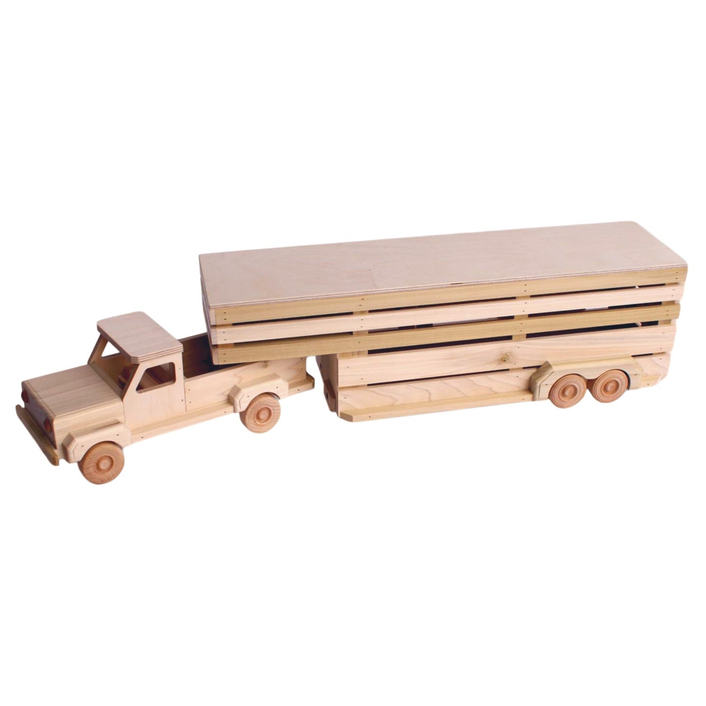 Amish-Made Wooden Toy Pickup and Gooseneck Trailer Set - Chickadees Wooden Toys