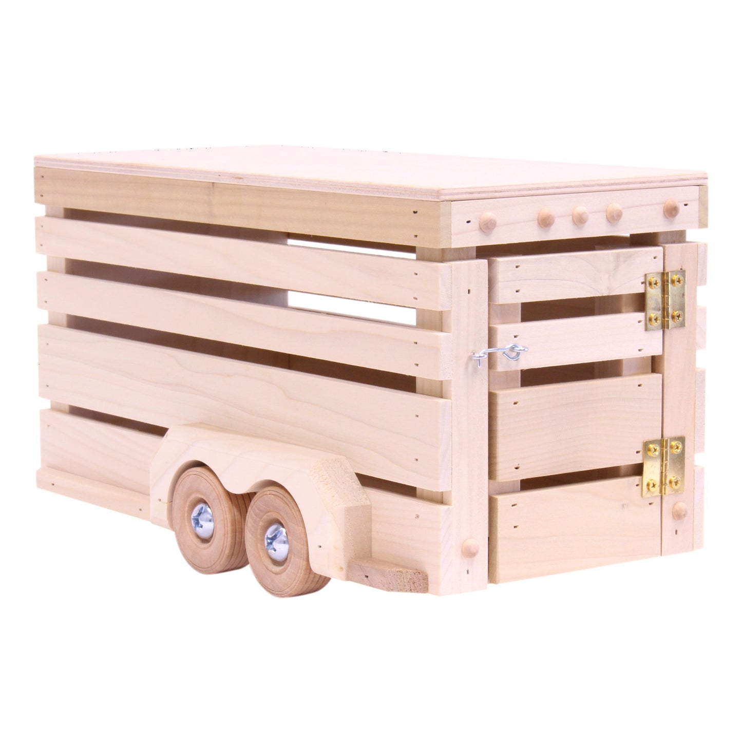 Amish-Made Wooden Horse Trailer Toy, Unfinished Wood - Chickadees Wooden Toys