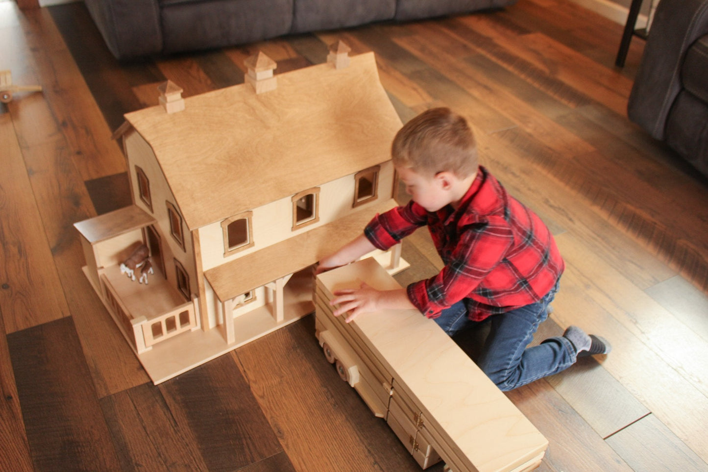 Large Pennsylvania Bank Barn Toy, Hand-Crafted in Lancaster County, PA - Chickadees Wooden Toys