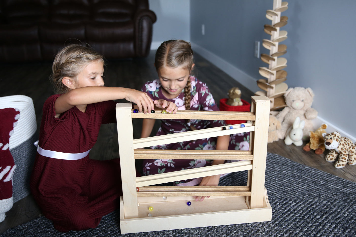 Amish-Made Heirloom Marble Roller Wooden Toy - Child-Safe Finish - Chickadees Wooden Toys